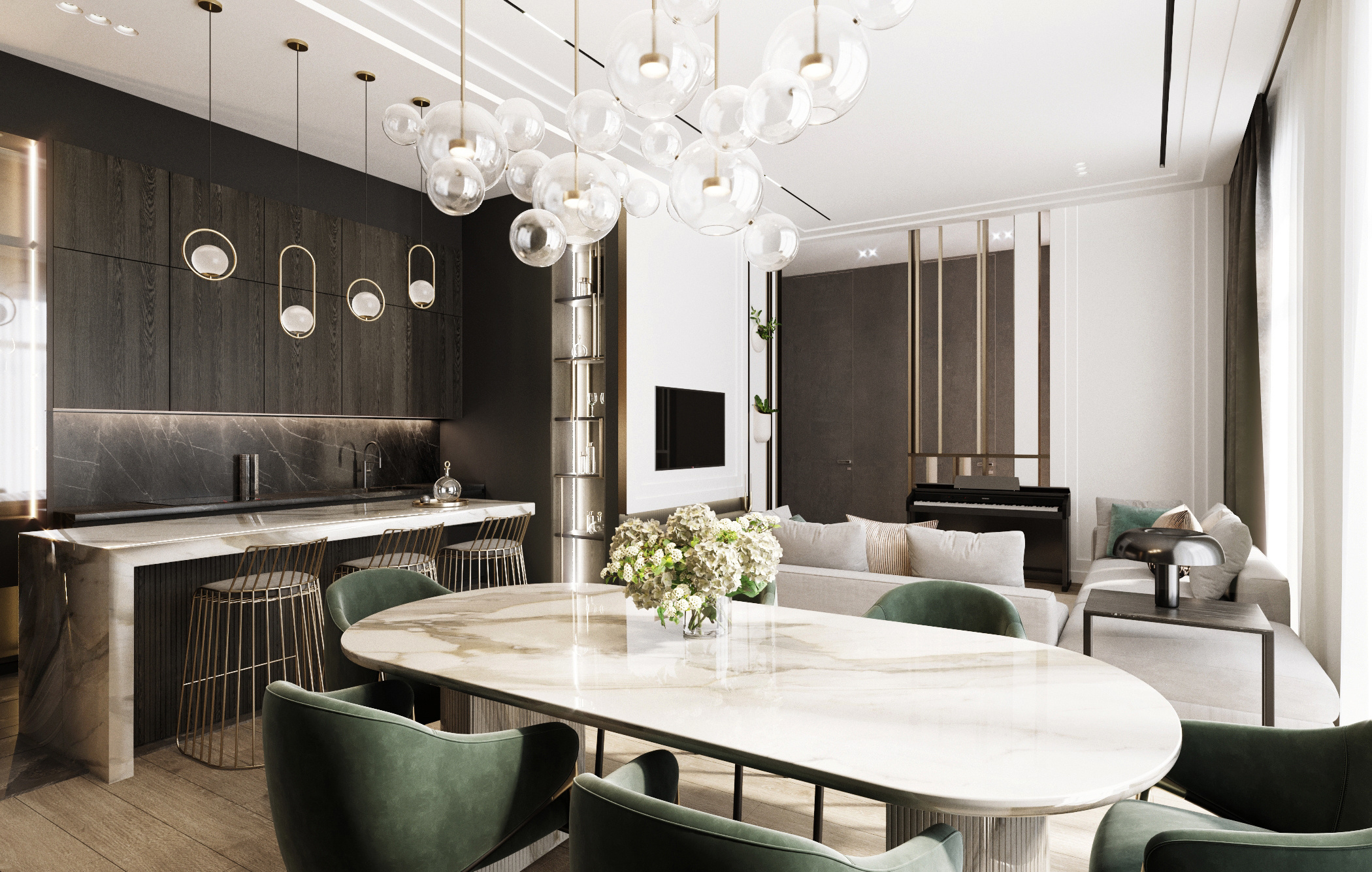 интерьер гостиной, интерьер гостиной в современном стиле, интерьер кухни-гостиной, дизайн кухни-гостиной, кухня-столовая-гостиная, кухня с островом, дизайн кухни с островом, дизайн интерьера таунхауса, дизайн таунхауса, дизайн гостиной таунхауса