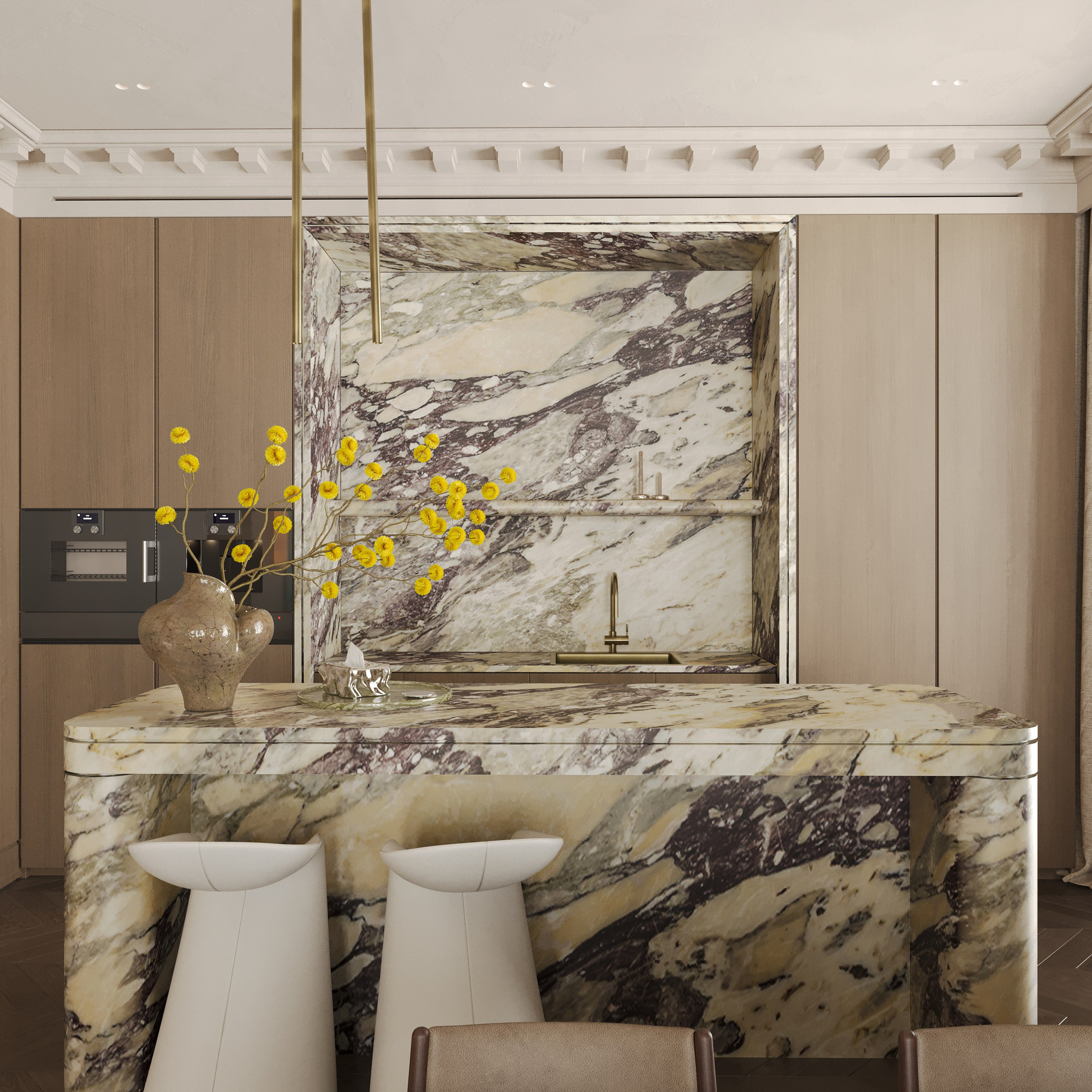 Сдержанная классика с элементами современности в квартире в Москве 135 m². SHAIMERDINOVA INTERIORS