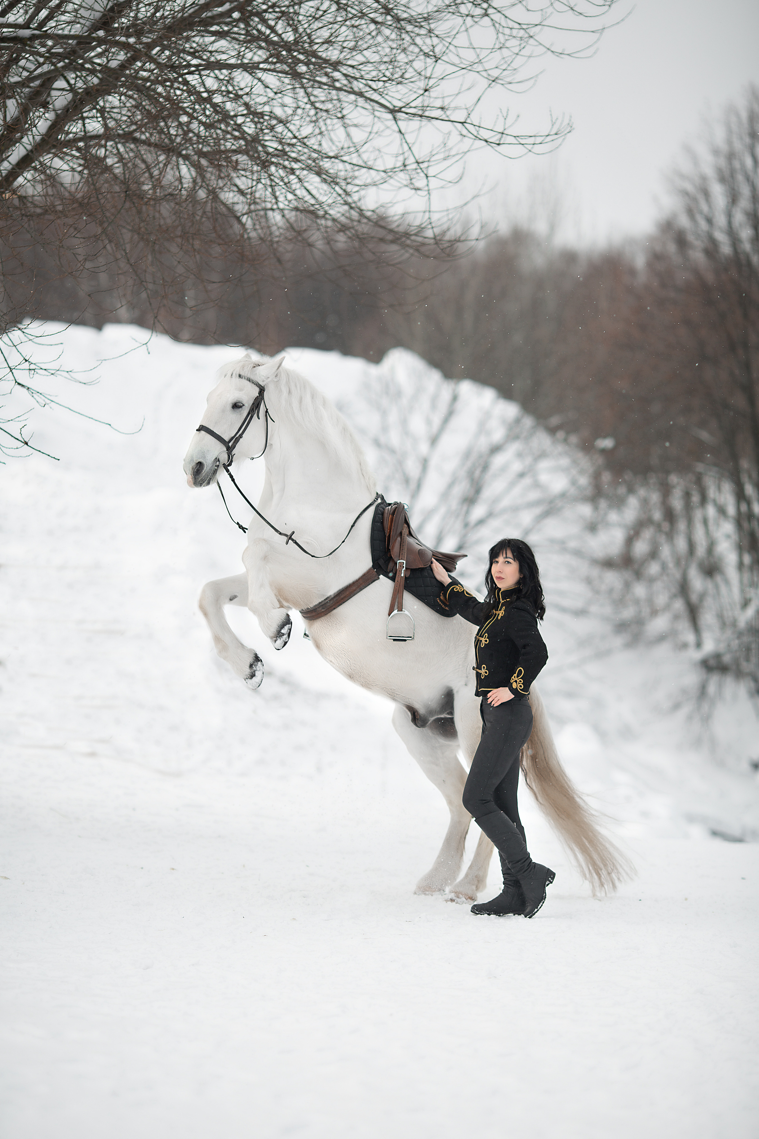 Елена и Воробушек 22.01.22. Фотосессия с лошадьми в Нижнем Новгороде