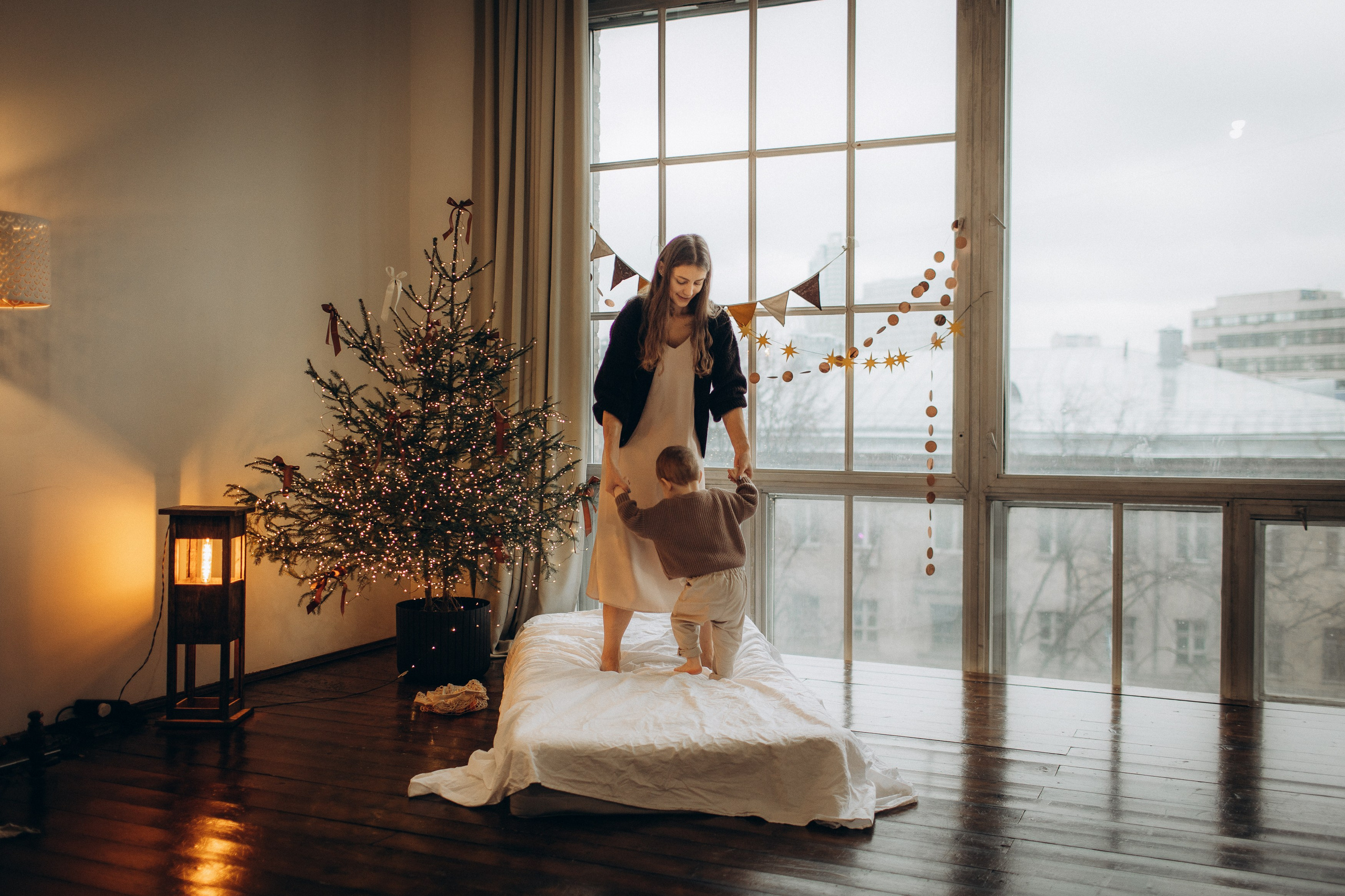 Семейная новогодняя фотосессия Москва мама и сын. Фотограф Владимир Москва