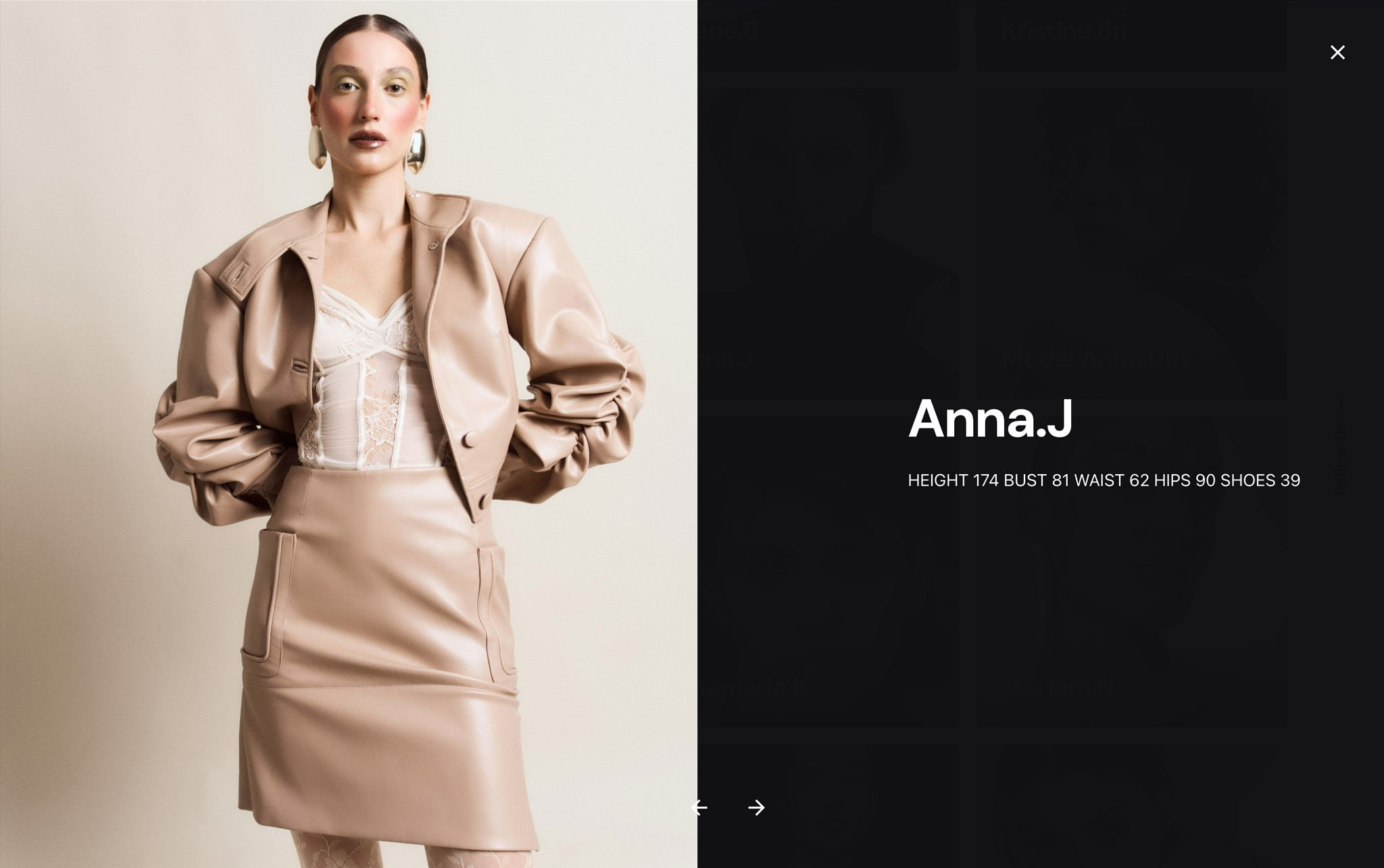 Work by Inna Banan showcased on model agency Look Models platform