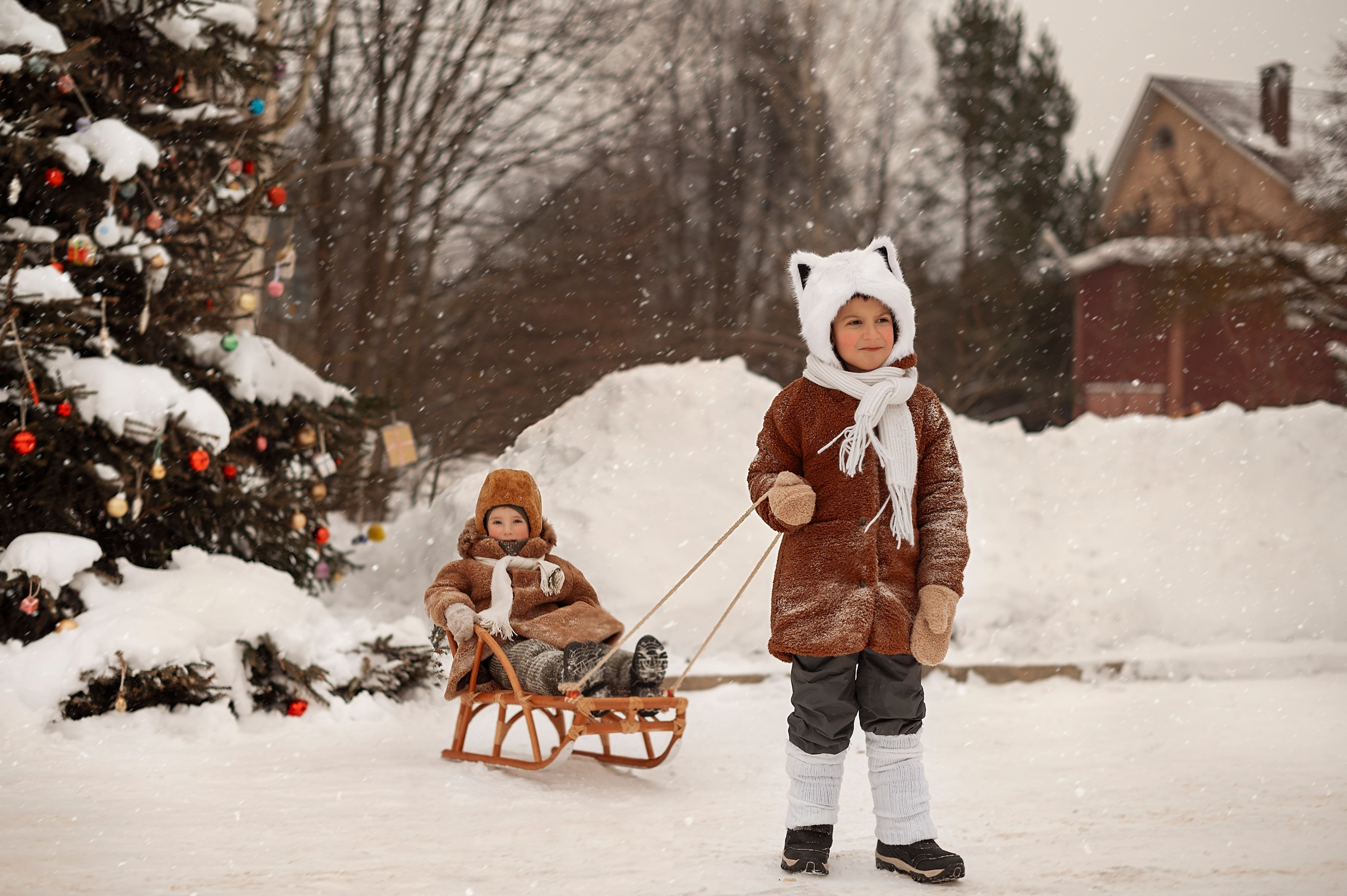 Новогодняя деревенская ретро история. Детский и семейный фотограф г. Москва Оксана Катаджи