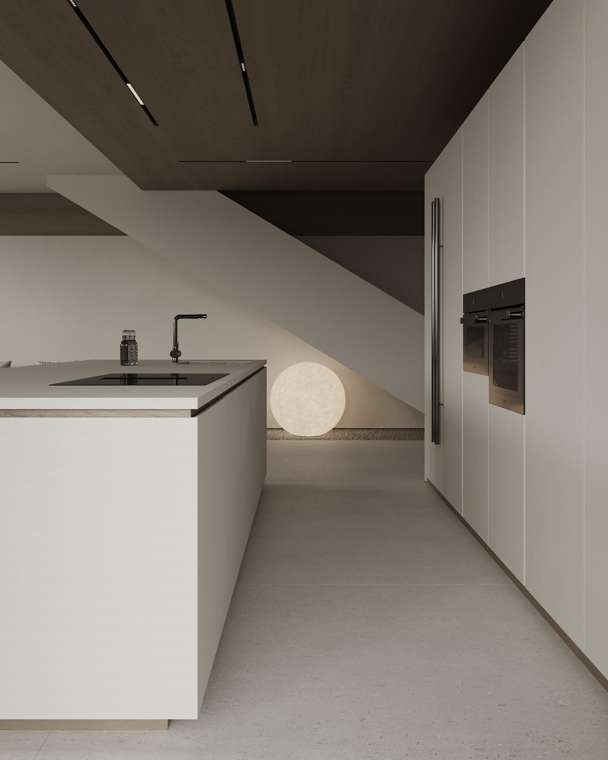 Living room and kitchen. Denis Konarev | Architectural Visualization Studio