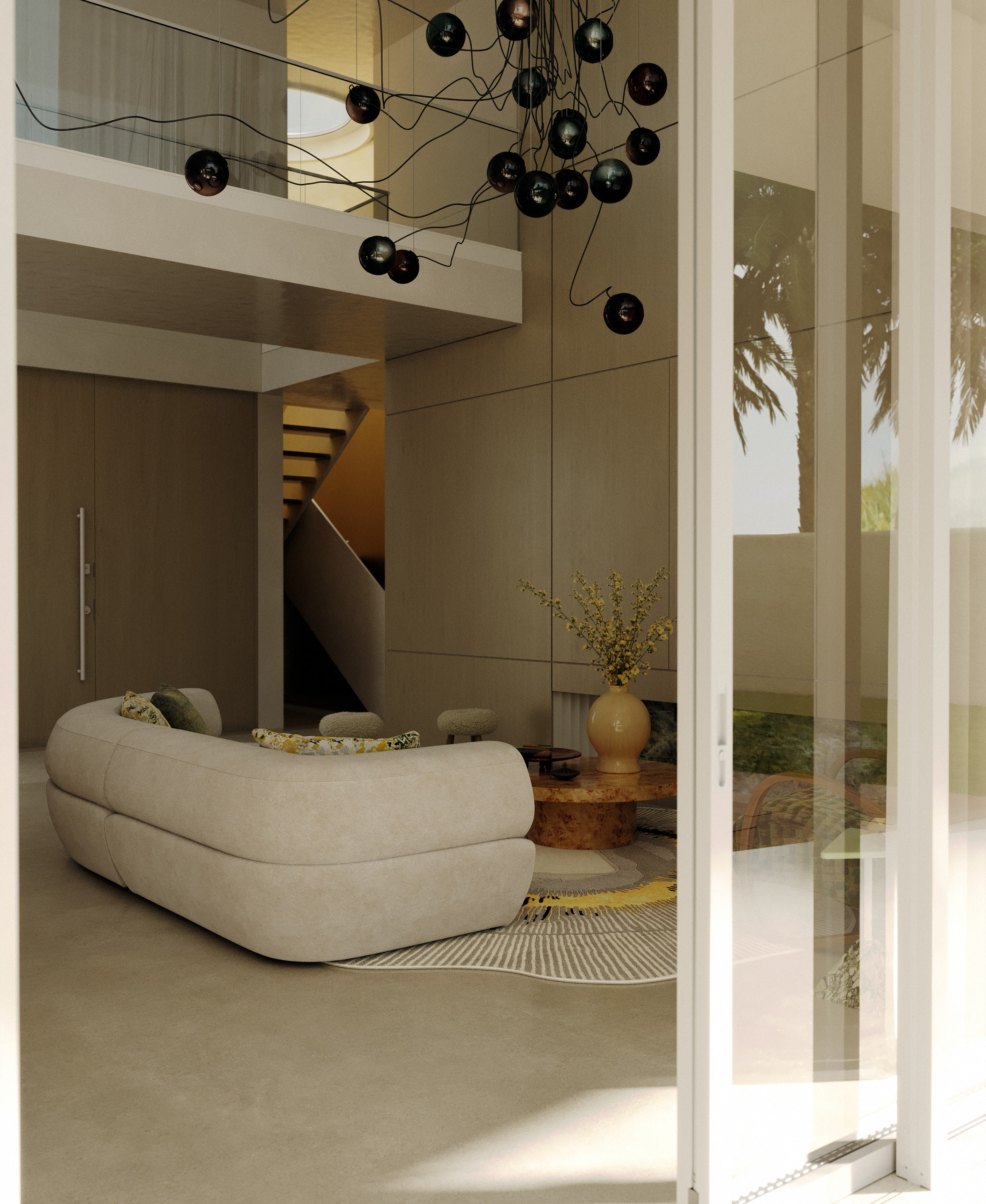 ГОСТИНАЯ В ВИЛЛЕ В ДУБАЕ. 3D визуализация дизайна интерьера. 3D interior design visualizer