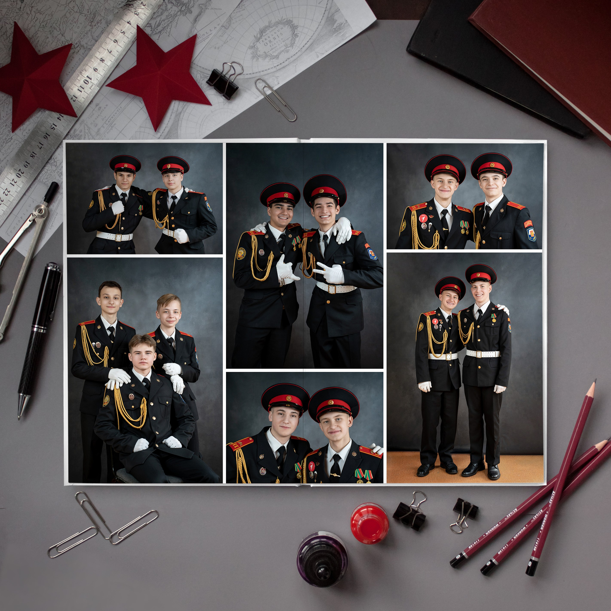 Кадетский альбом 5 разворотов. Фотограф Казакова Анастасия