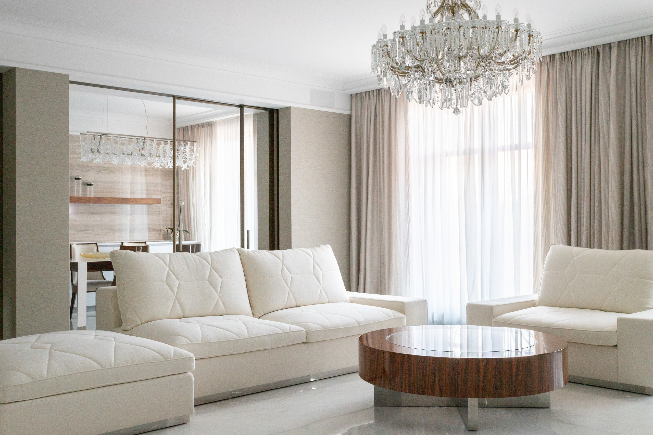 Luxury apartment living room interior - photographer Andrey Dunin - architect Viktoria Zaretskaya