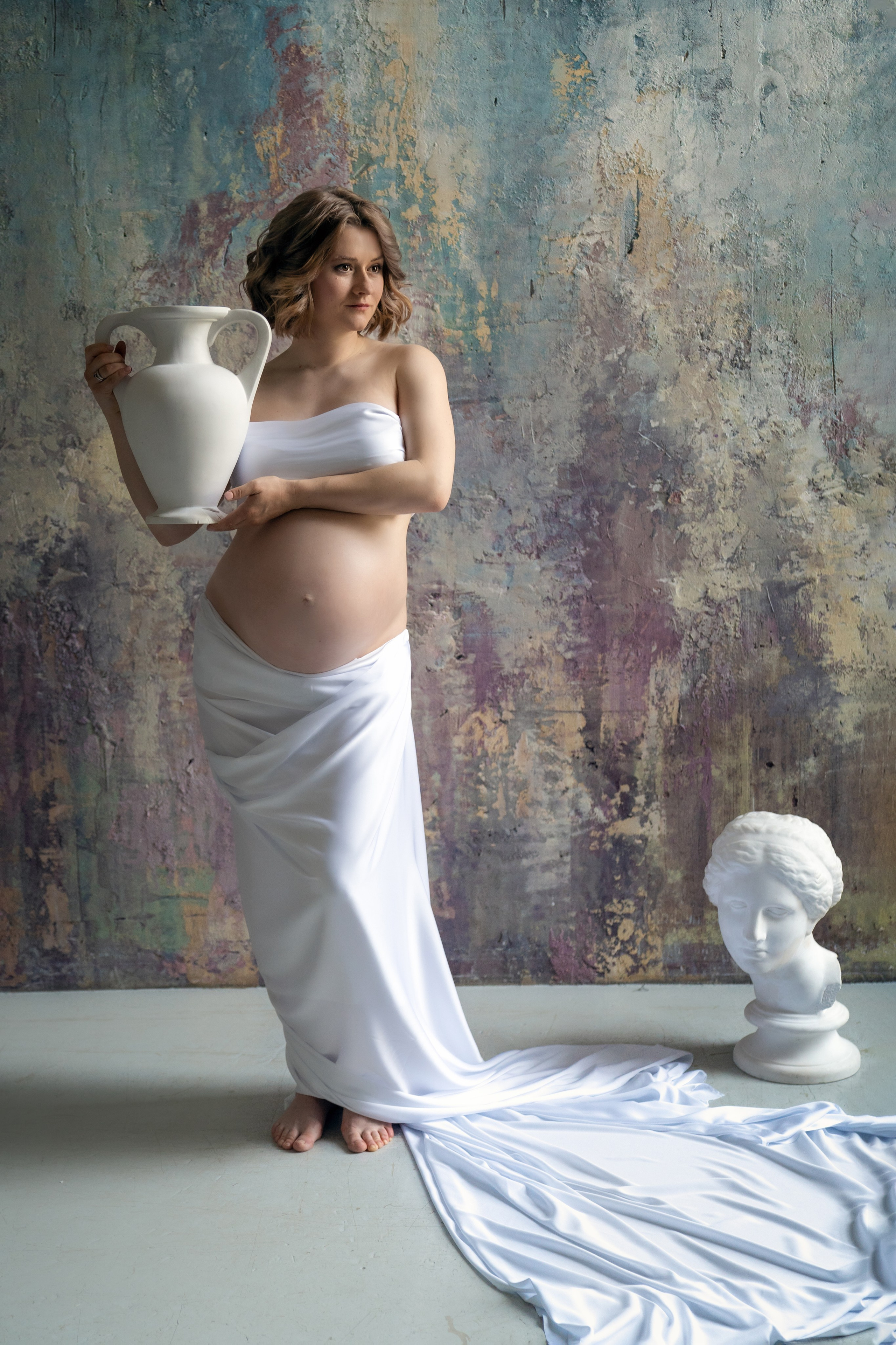 Фотосессия беременности с шелковой тканью. Трубинова Екатерина | Семейный фотограф | Москва