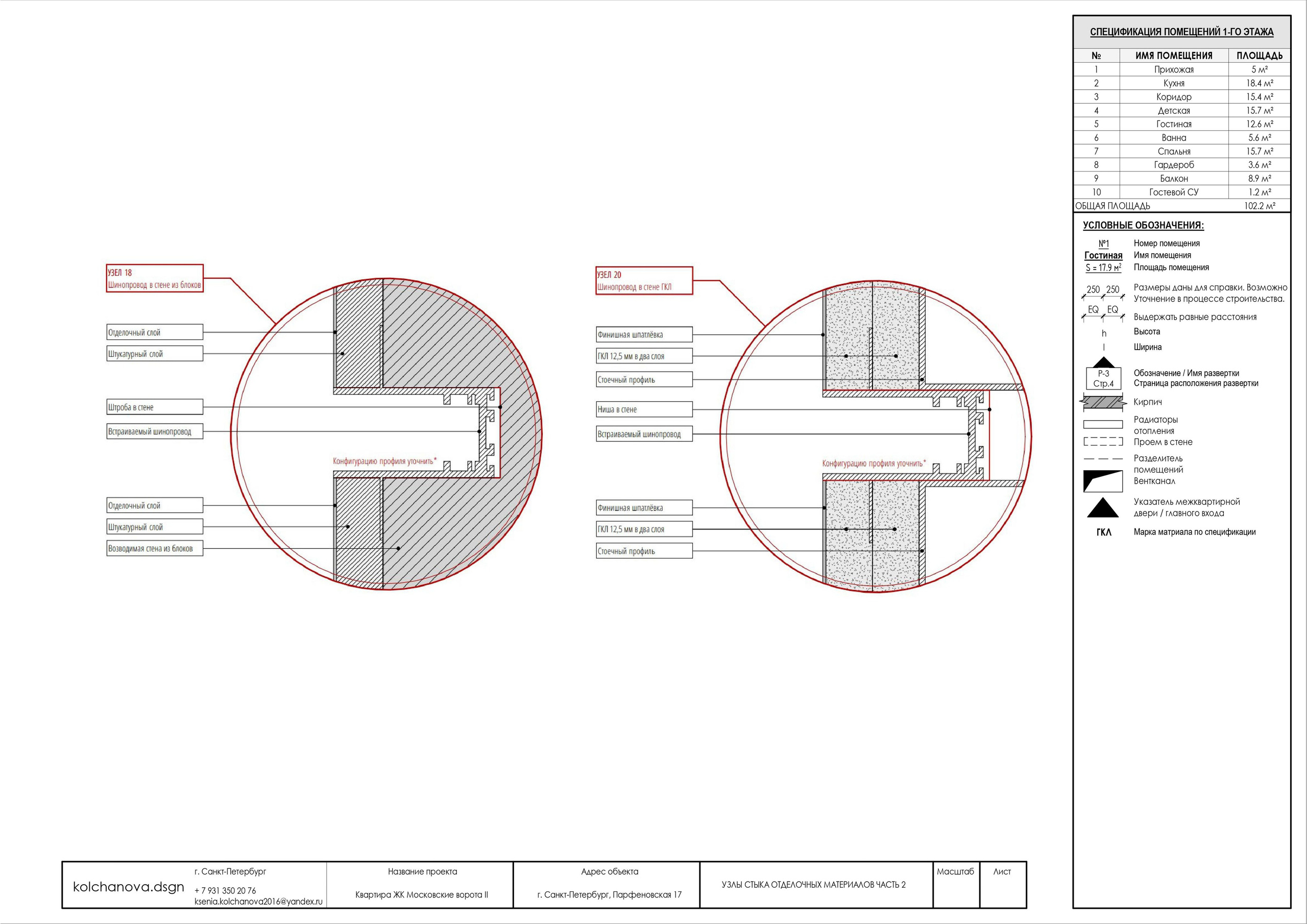 Пример рабочей документации. Дизайнер интерьера | kolchanova.dsgn