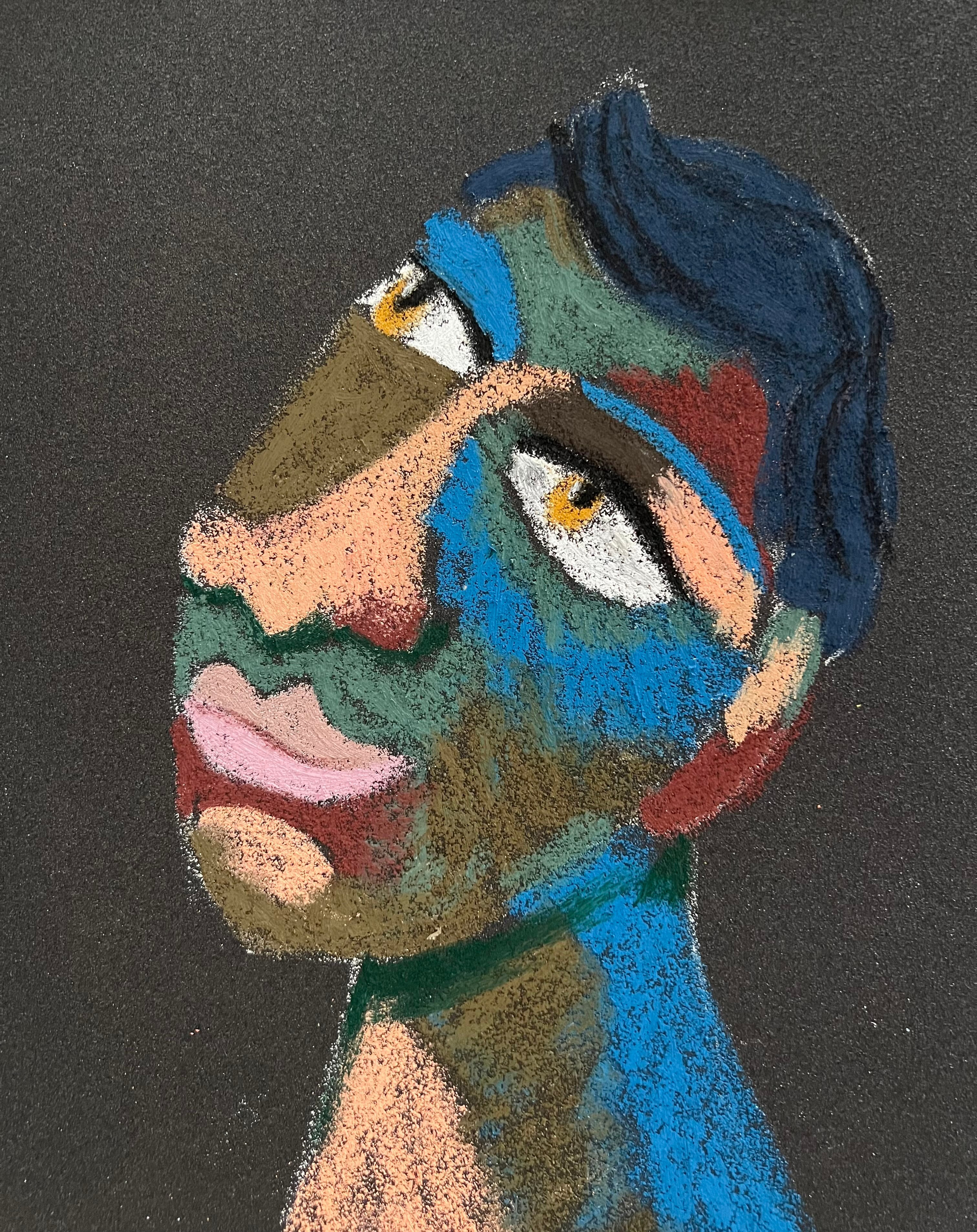 Title: Free citizen Material: Oil pastel, sandpaper Size: 28 x 23 cm 