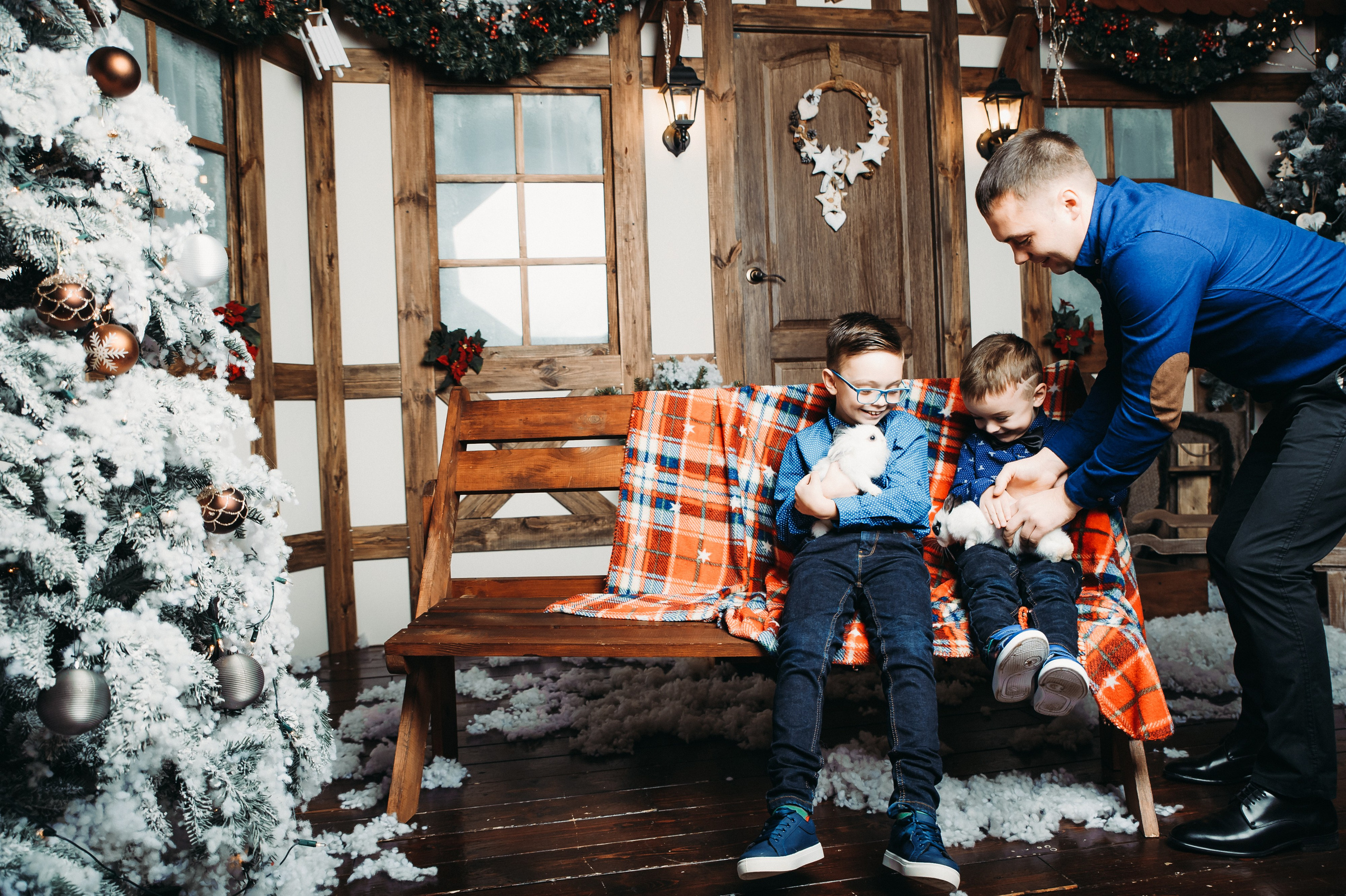 Новогодняя фотосессия в студии, кролики