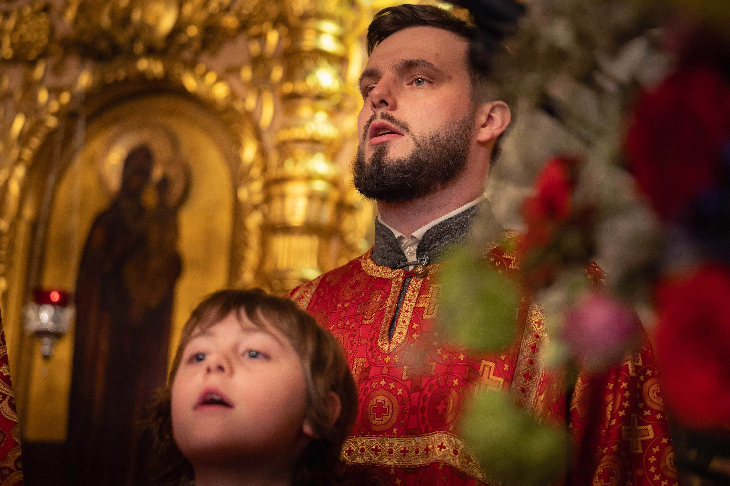 Богородский храм. Пасха. Полунощница, Божественная литургия. Антон и Татьяна Денисенко — В храме