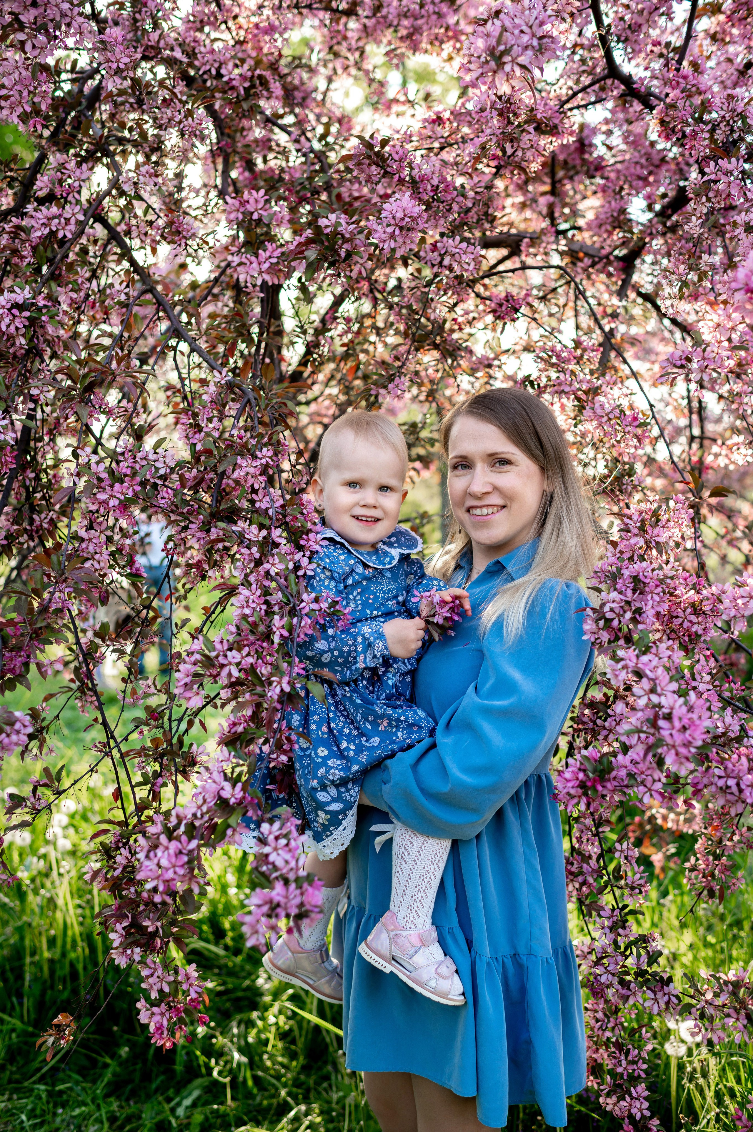 Ника и родители в розовых яблонях. Портретный, семейный и свадебный фотограф в Санкт-Петербурге и в Пушкине Ширяев Денис