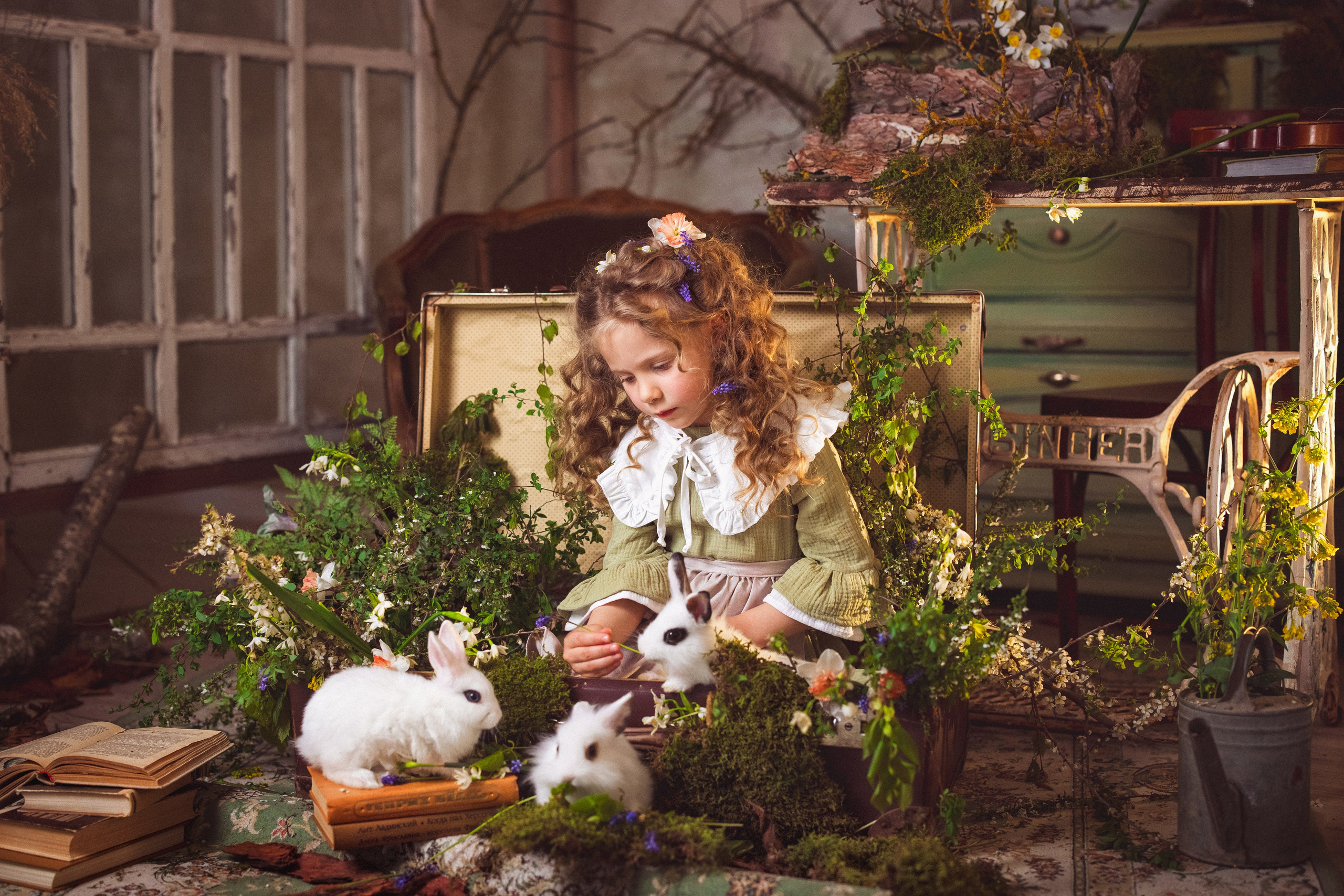 Детская фотосессия с утятами и кроликом. Семейный и детский фотограф в Краснодаре Анна Трашкова