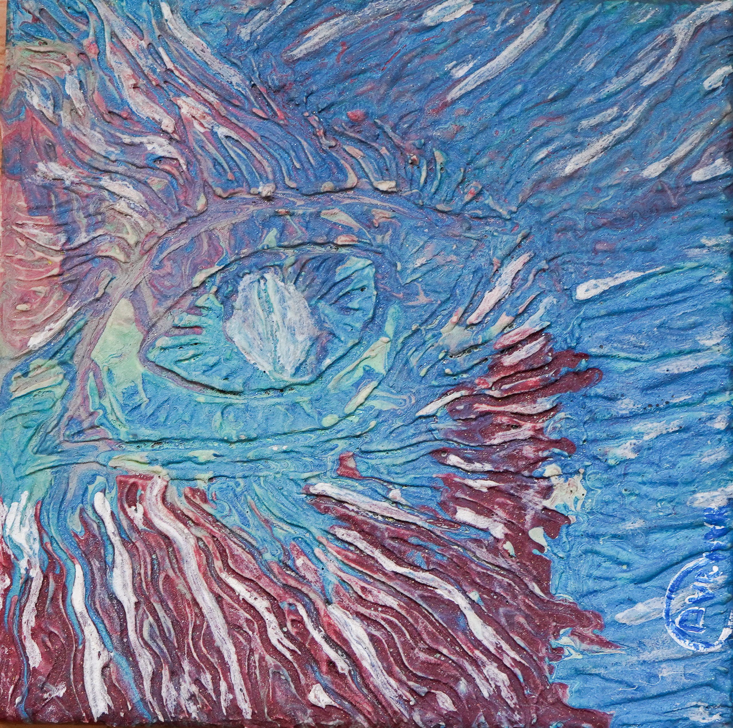 Картина. Холст. Акрил.  Абстракция. Глаз на синем фоне. Художник Дарья Чарторийская