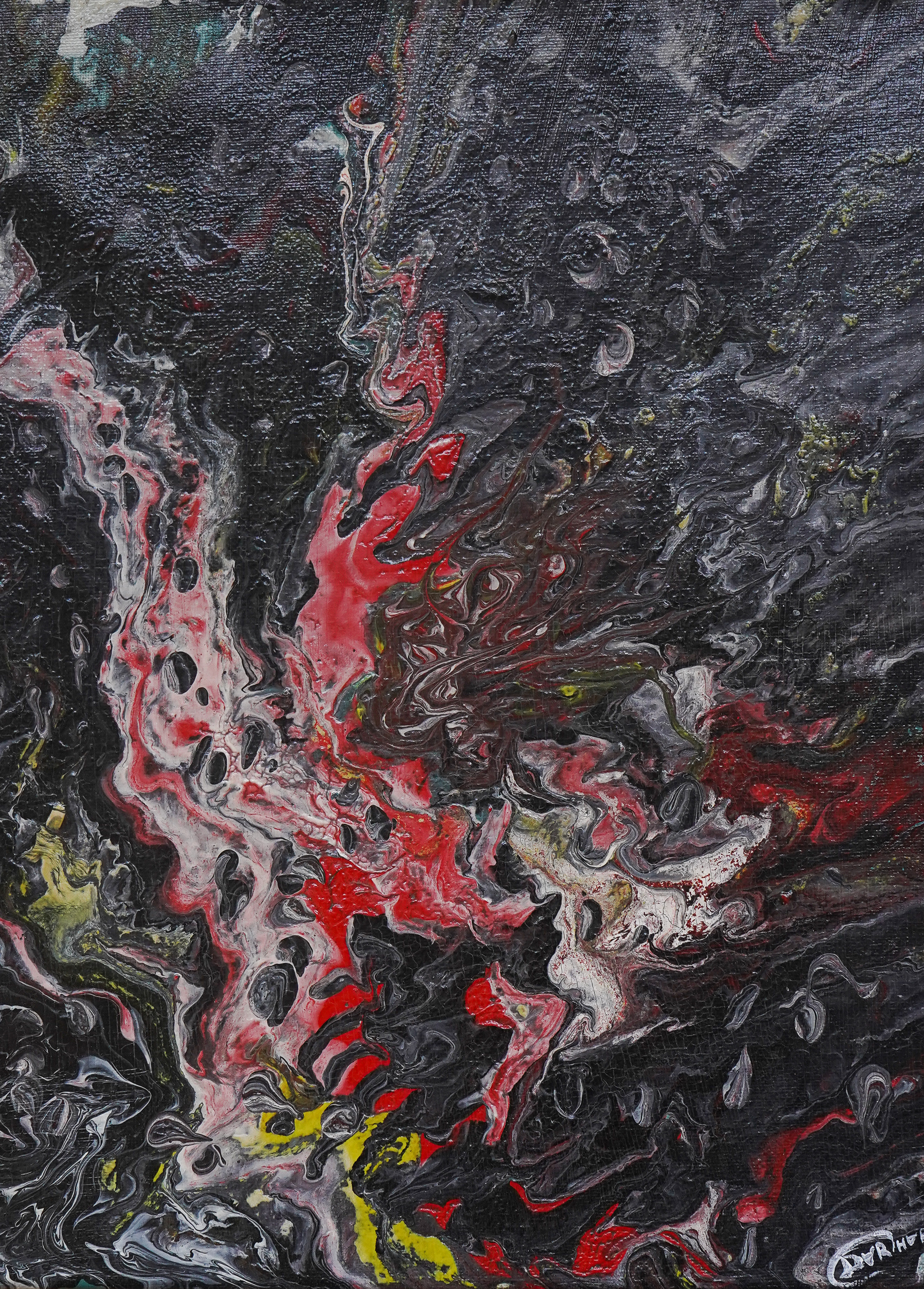 Картина. Холст. Акрил. Абстракция. Черно-красные разводы. Художник Дарья Чарторийская