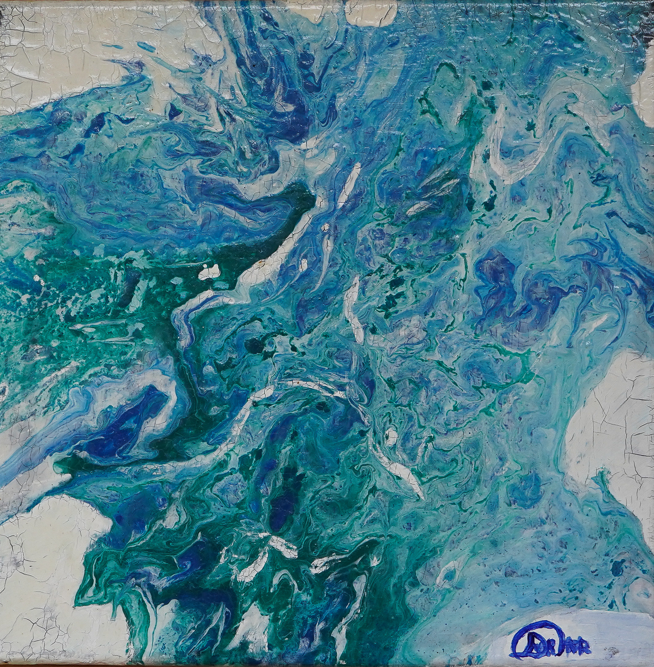 Картина. Холст. Акрил. Абстракция. Бело-голубые разводы. Художник Дарья Чарторийская