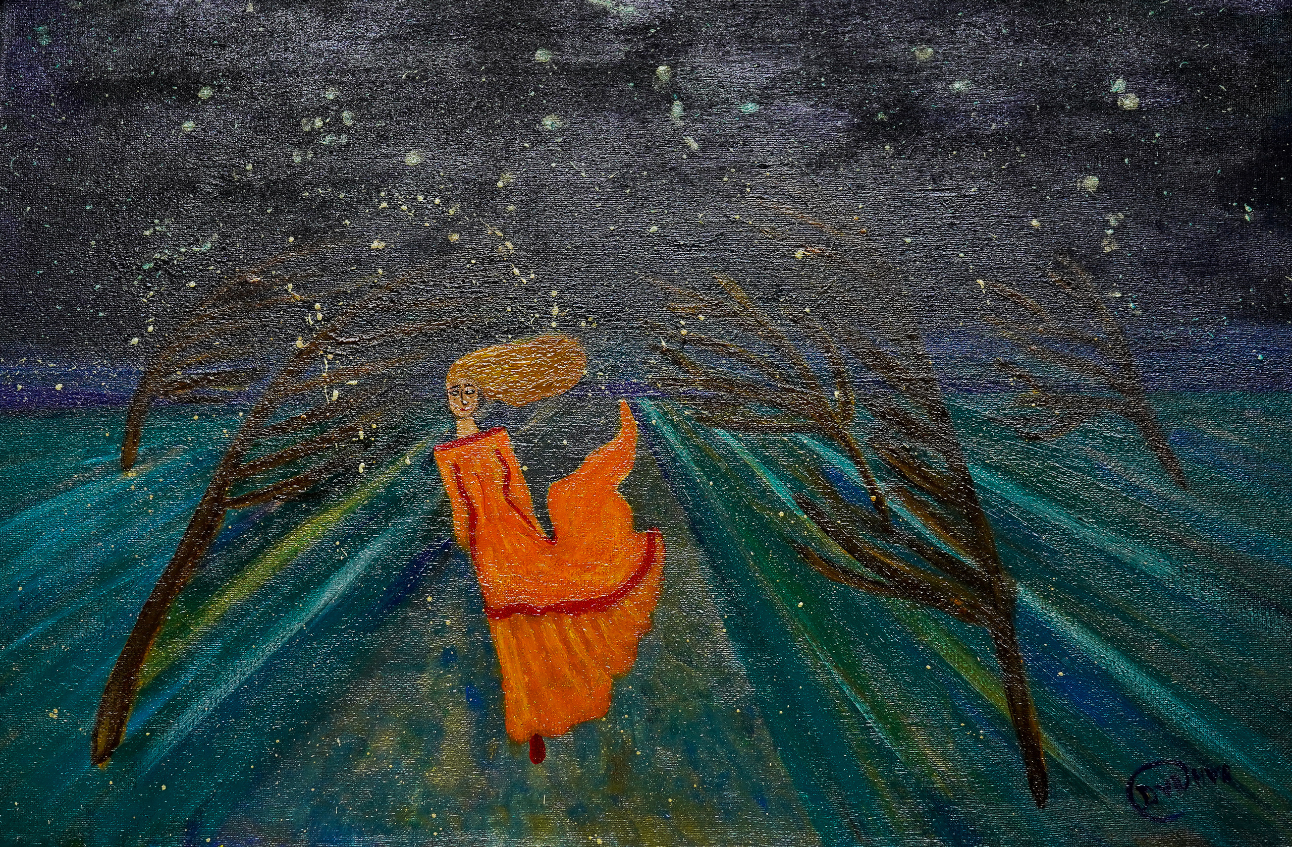 Поиск себя".  Холст, акрил. Серия "Внутренняя буря". 40х60