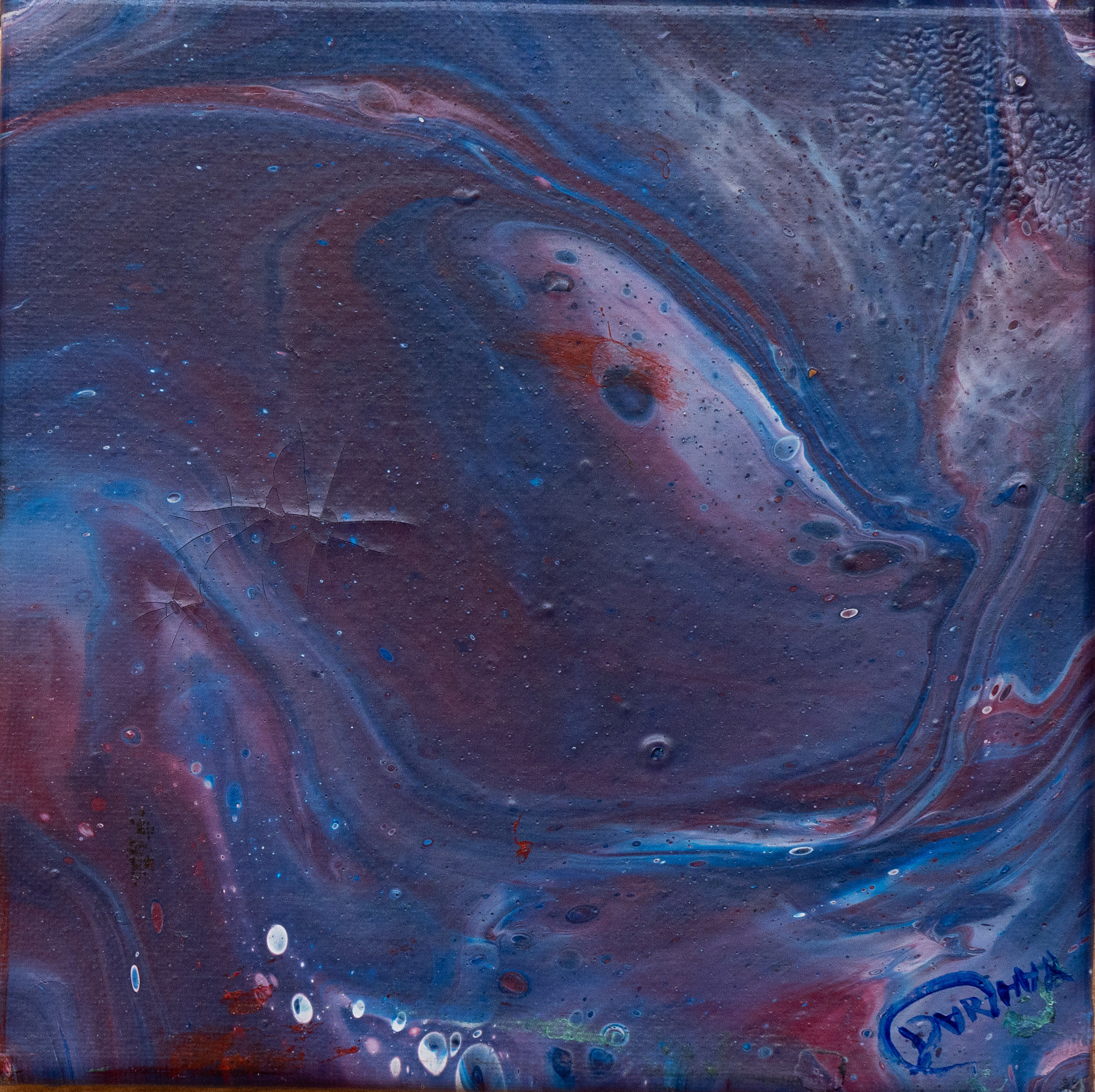 Картина. Холст. Акрил.Абстракция. фиолетово-синие разводы. Художник Дарья Чарторийская