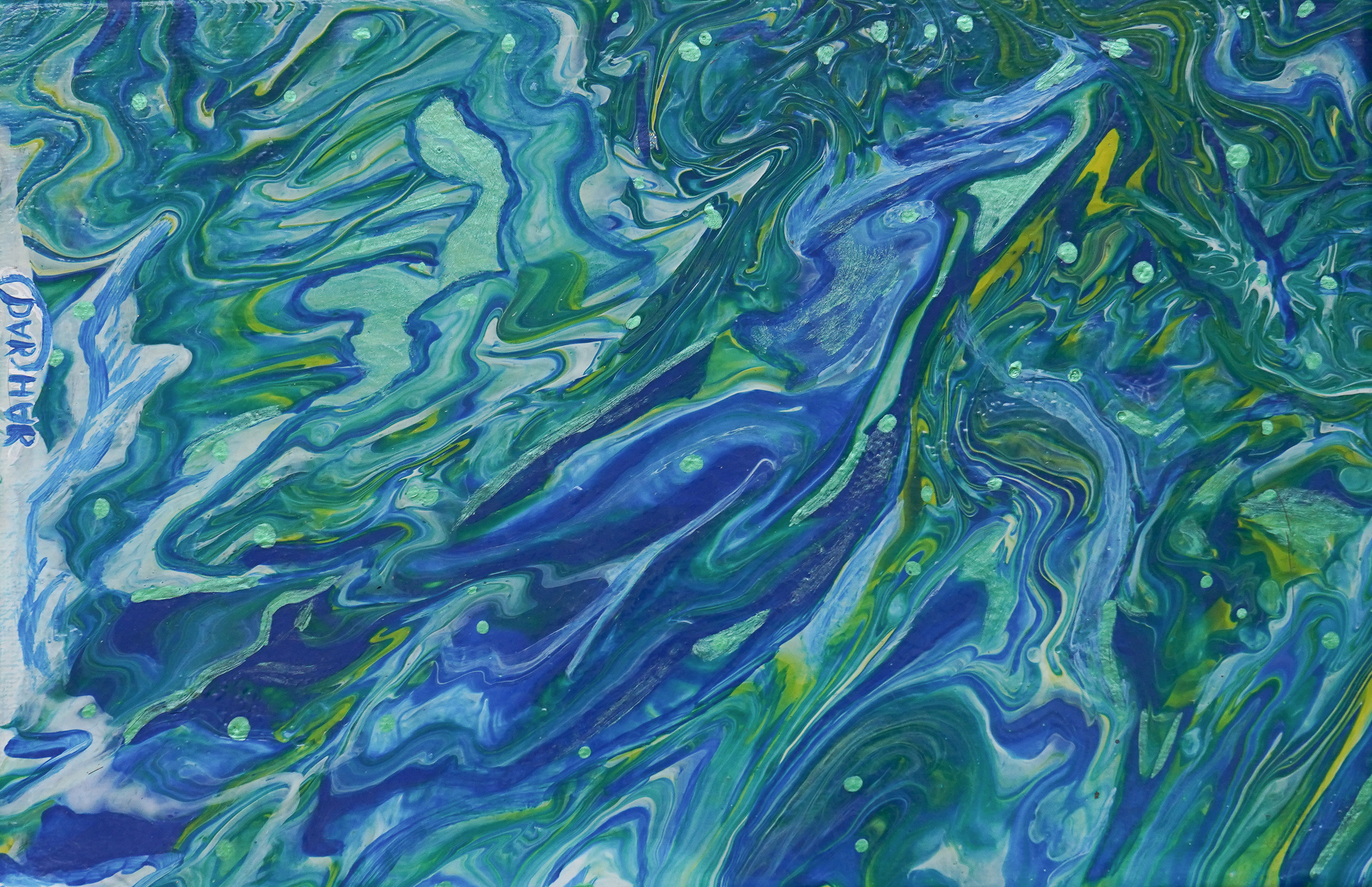 Картина. Холст. Акрил. Абстракция. Синие фигуры на голубом фоне.  Художник Дарья Чарторийская