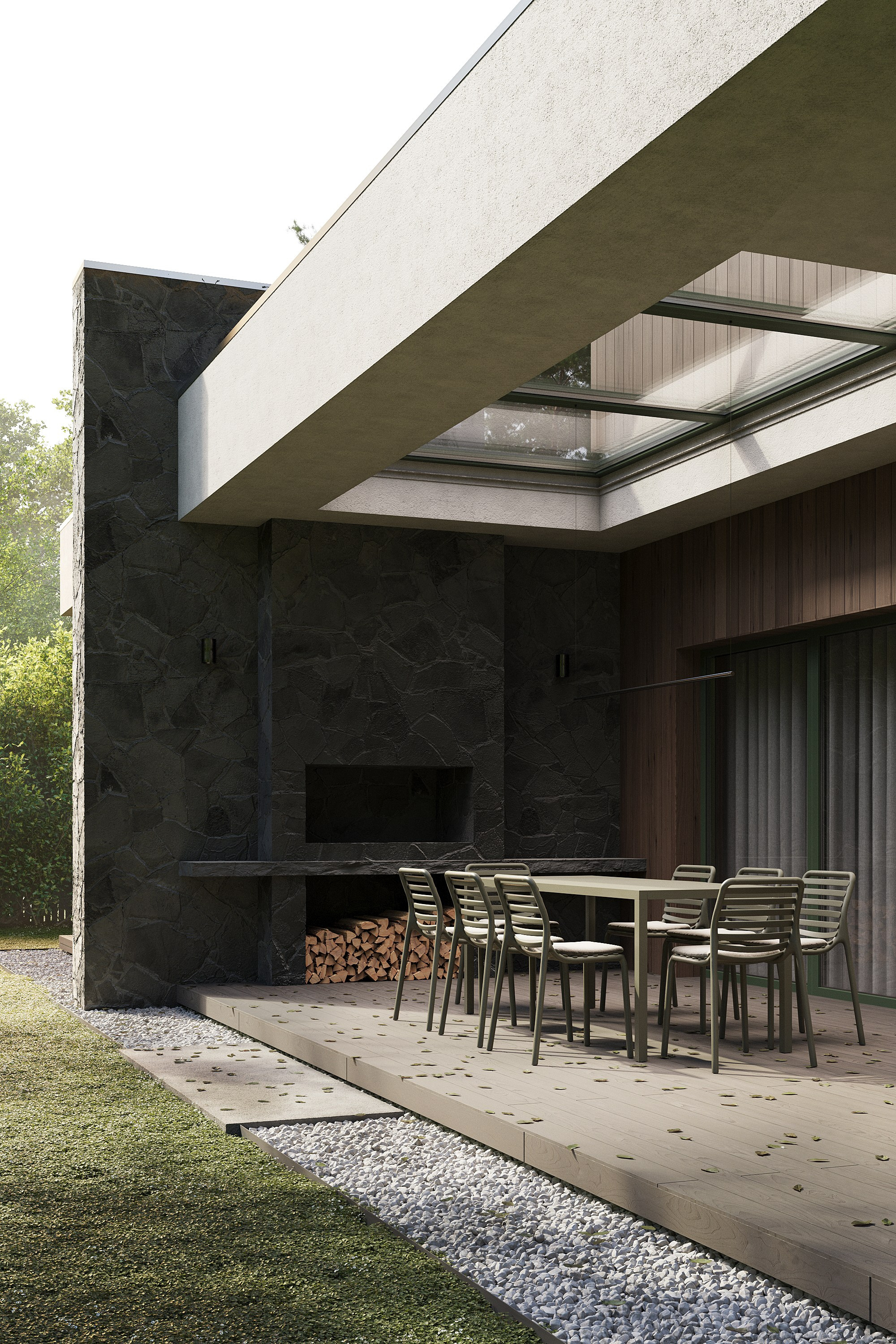 Современный дом. Дом на продажу. Светлый уютный дом. Отдых. Загородный дом. Загородная жизнь. Строительство дома. Минималистичный дом. Деревянный фасад. Камень. Терраса. Уютная терраса в загородном доме. Проект загородного дома. 