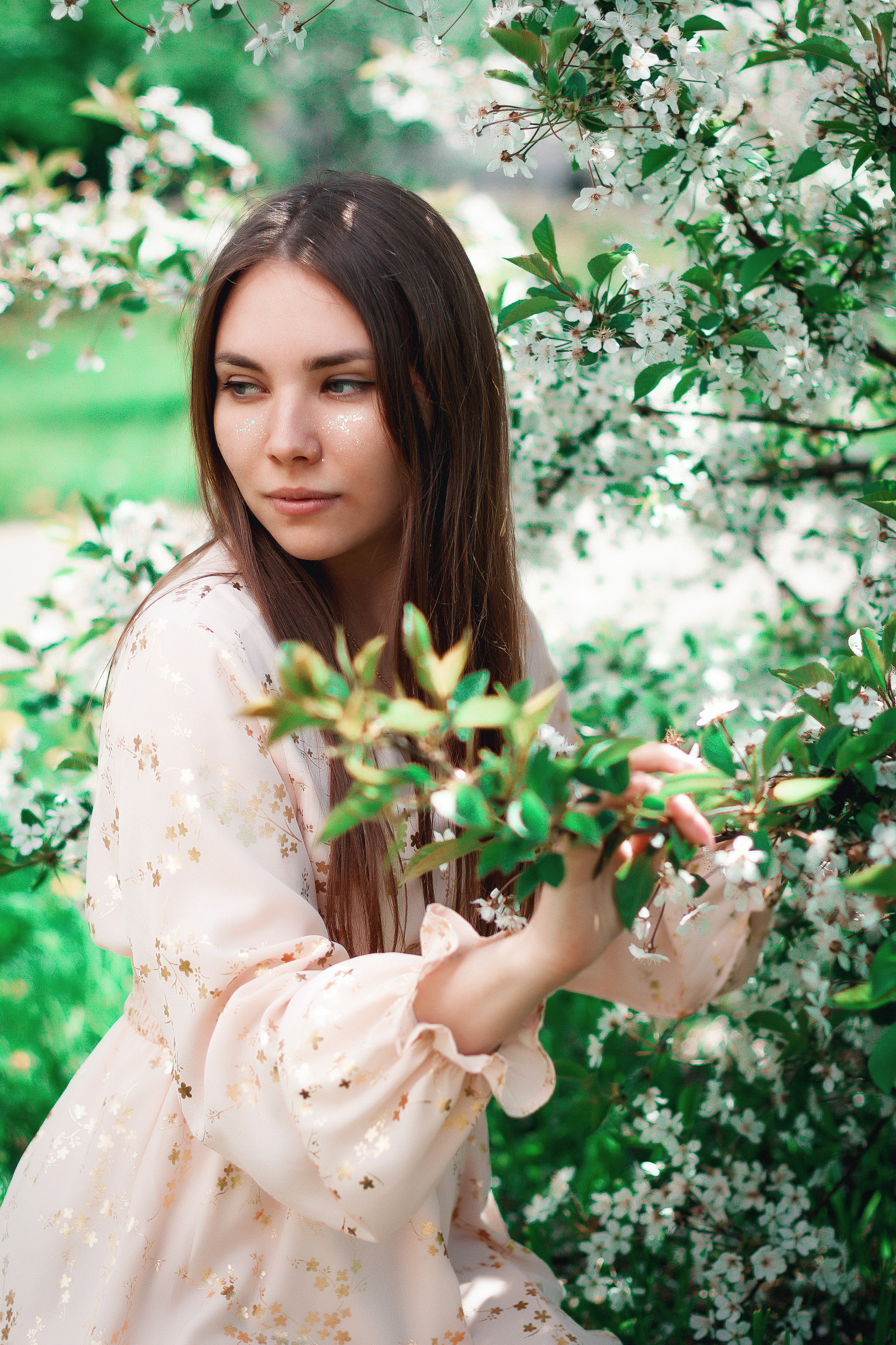 Цветущая яблоня и одуванчики. Ксюша. Артем Ершов. Фотограф, Тверь