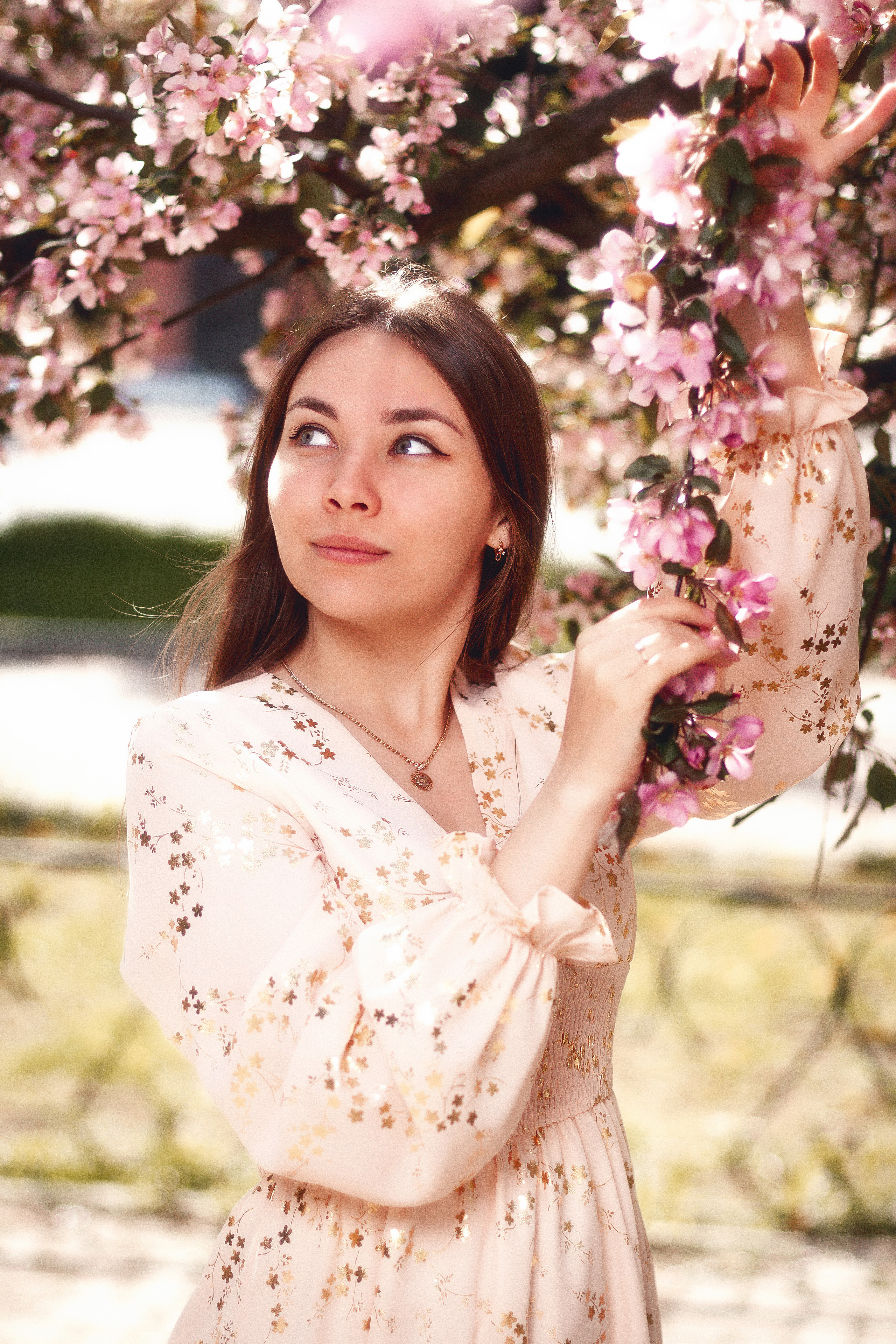 Цветущая яблоня и одуванчики. Ксюша. Артем Ершов. Фотограф, Тверь