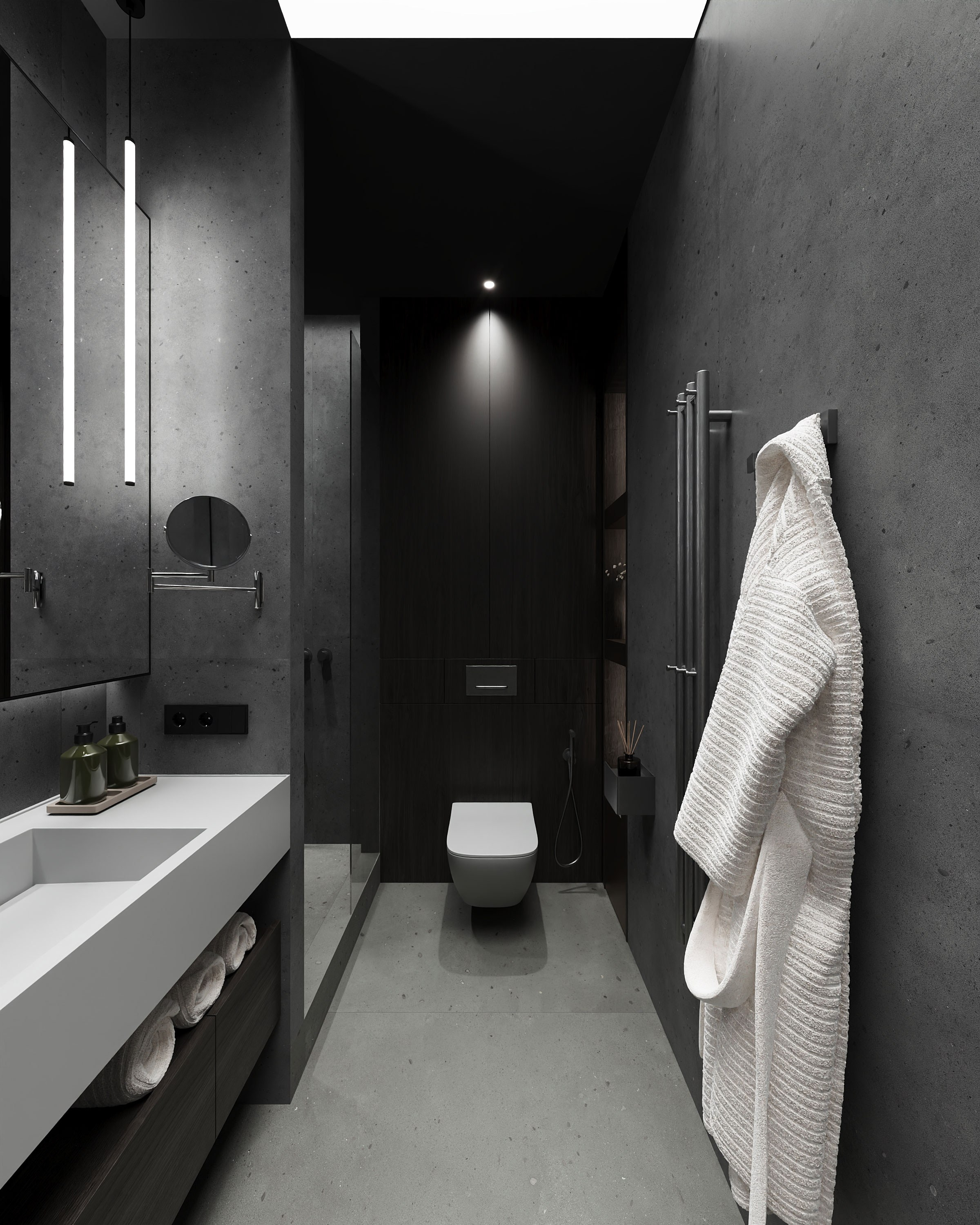 Дизайн-проект темной квартиры 70 м² в стиле total black | Интерьер с графичной эстетикой | KOVGAR