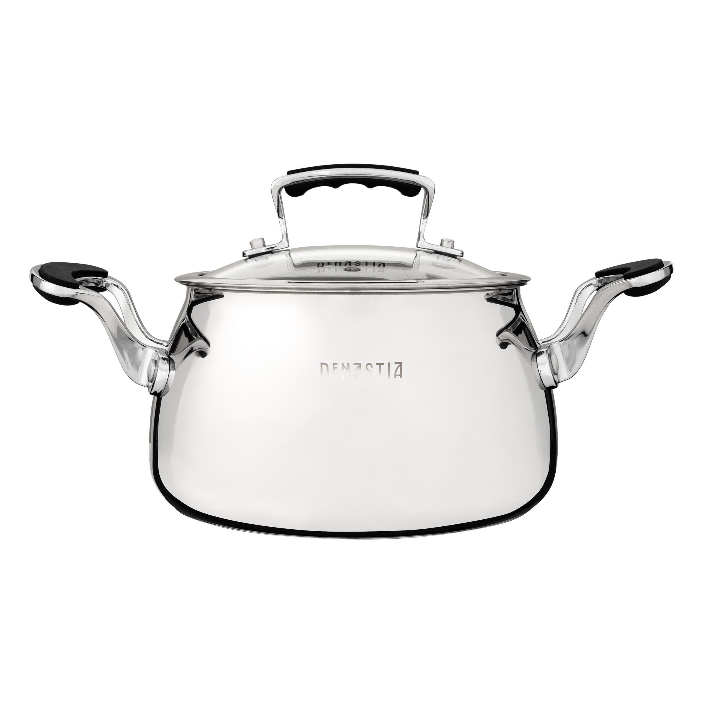 Зеркальная кастрюля на белом фоне анфас | Фото для сайта производителя