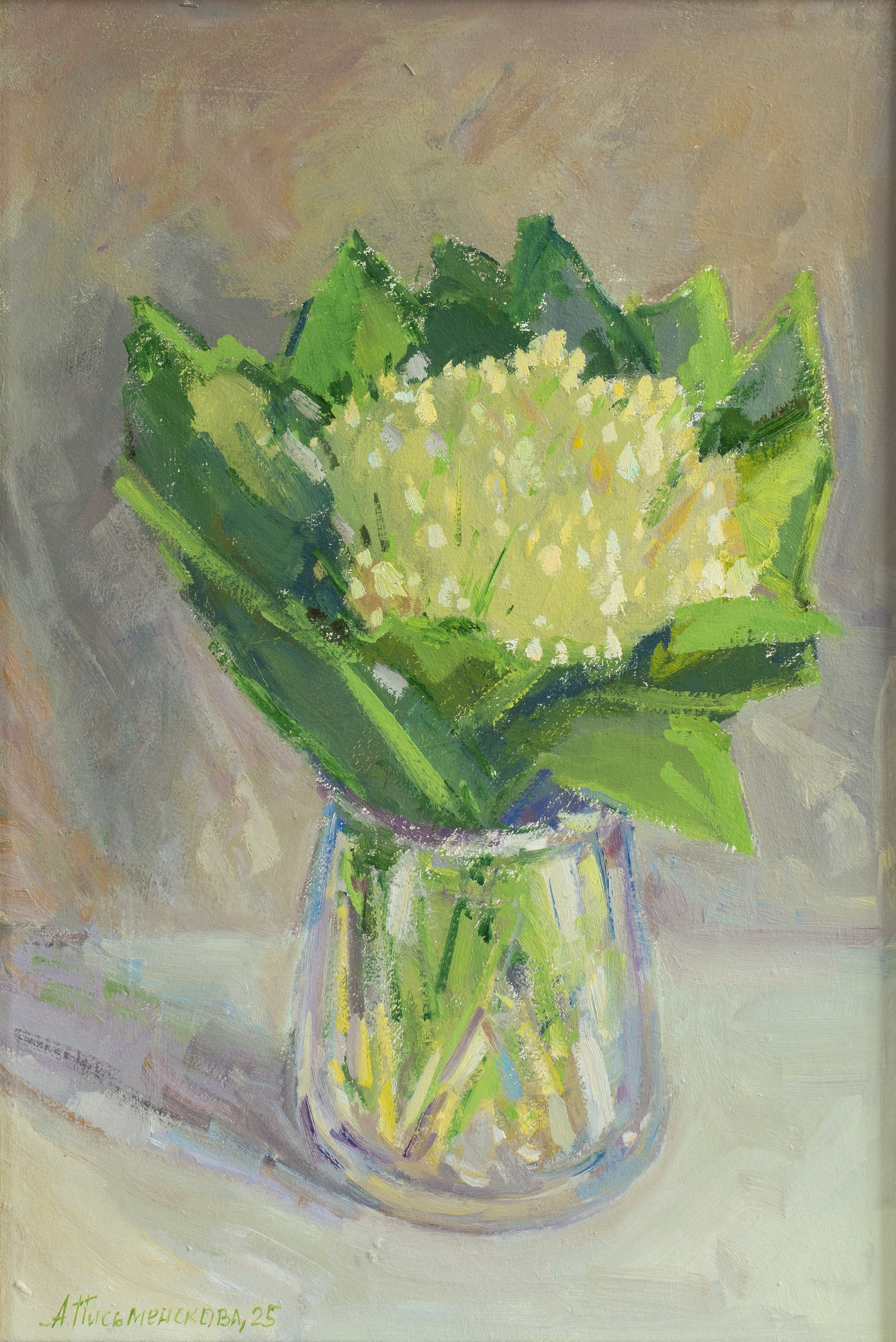 "Ландыши" оргалит, масло 41.5х28.5см, 2025