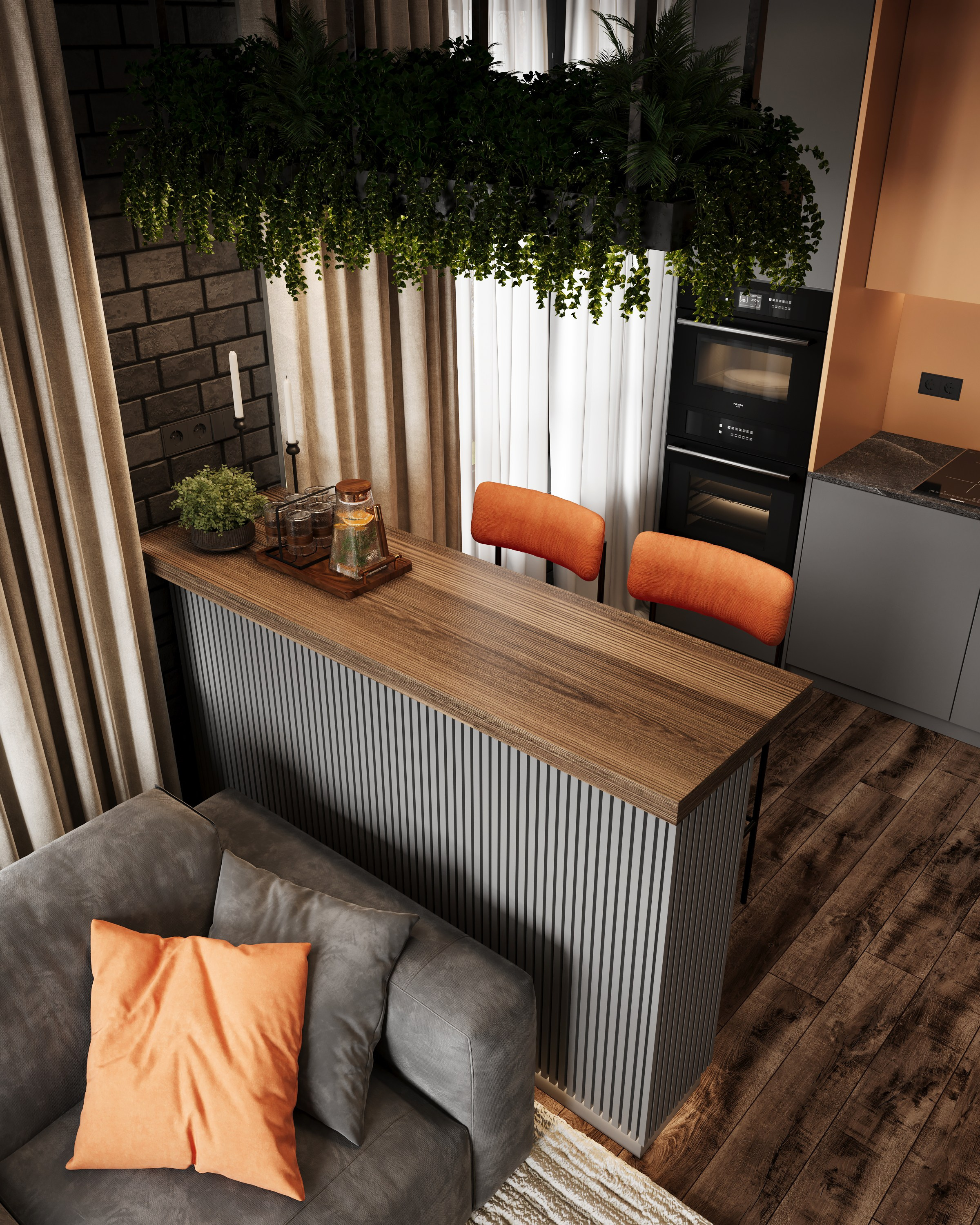 Tangerine loft. Дизайн интерьера | 3D визуализация | Миланская Марина