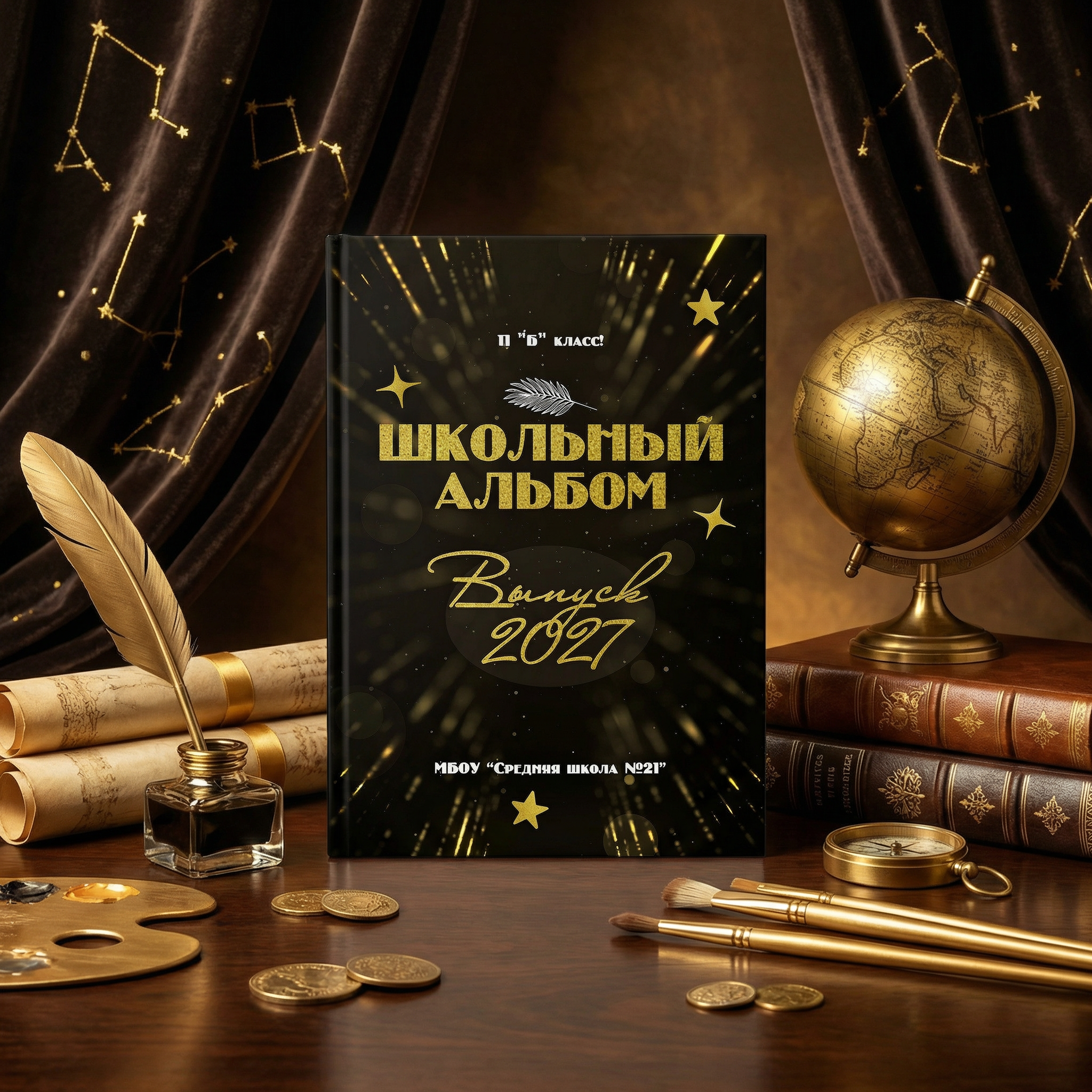 026 Gold Black. Дизайны, psd шаблоны школьных и выпускных альбомов и обложек