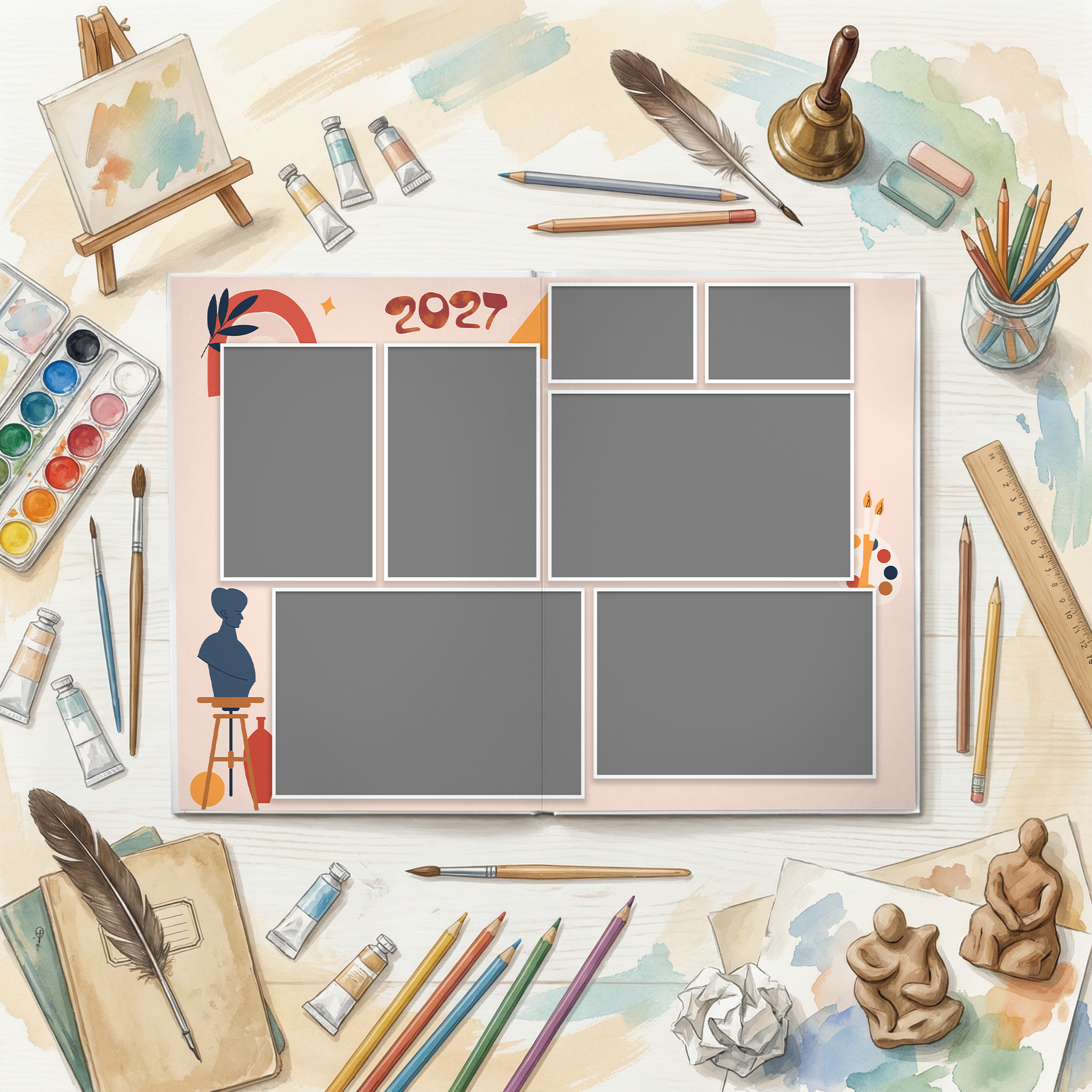 035 Paint. Дизайны, psd шаблоны школьных и выпускных альбомов и обложек