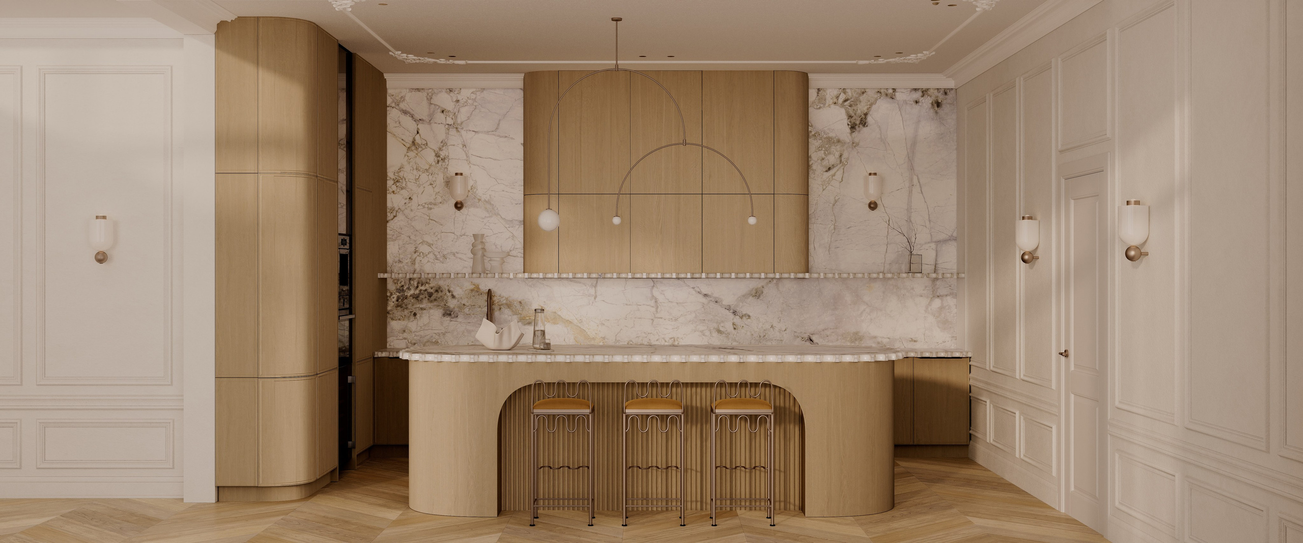 Minimalistic style kitchen. Solovets visualization