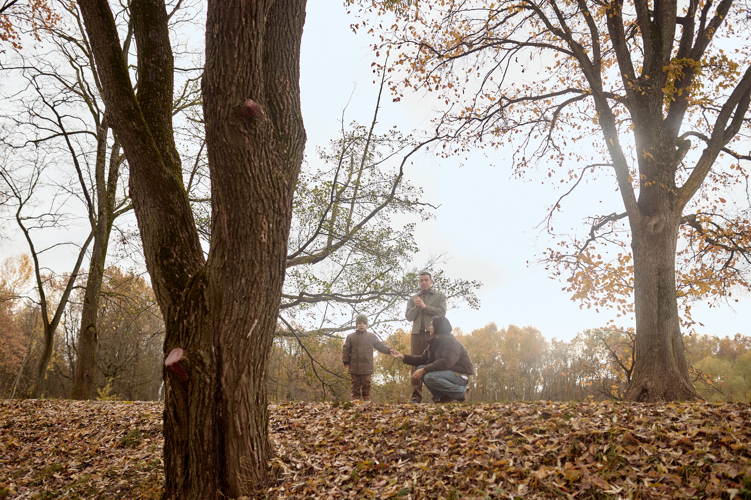 Вова, Юля и Максим в осеннем парке. Семейный и свадебный lifestyle-фотограф в Москве Мария Петрова
