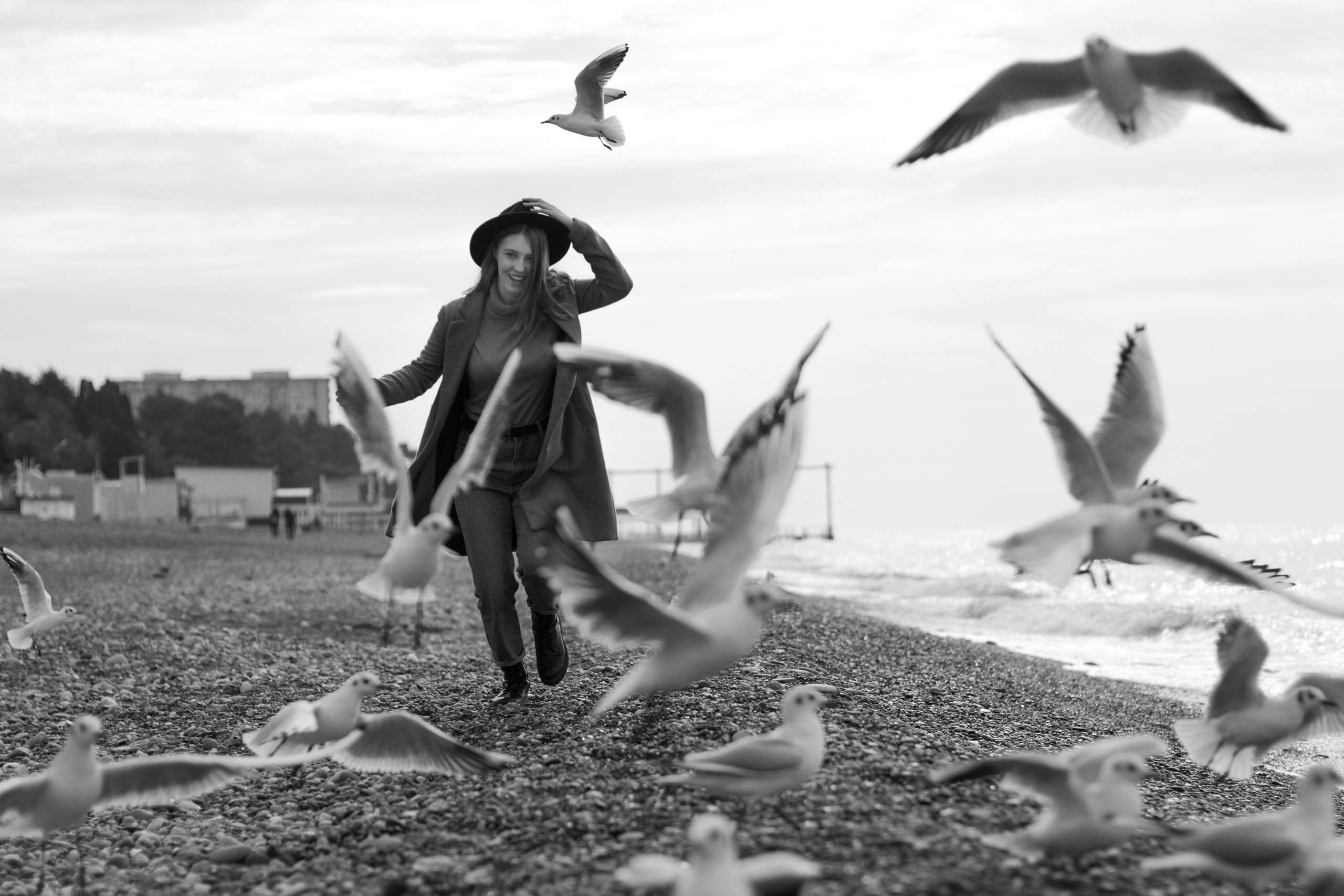 На море с чайками. Фотограф в Краснодаре