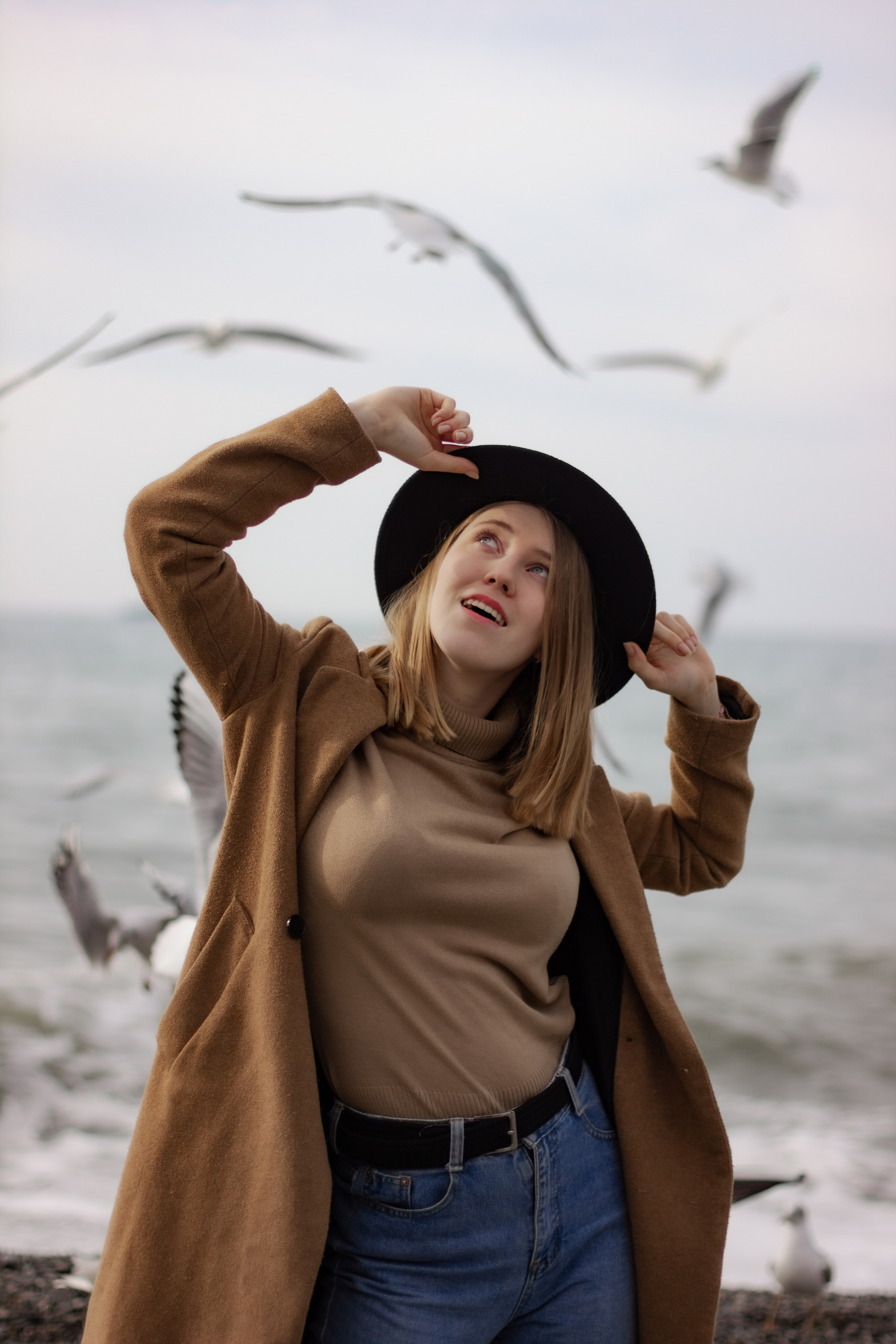 На море с чайками. Фотограф в Краснодаре