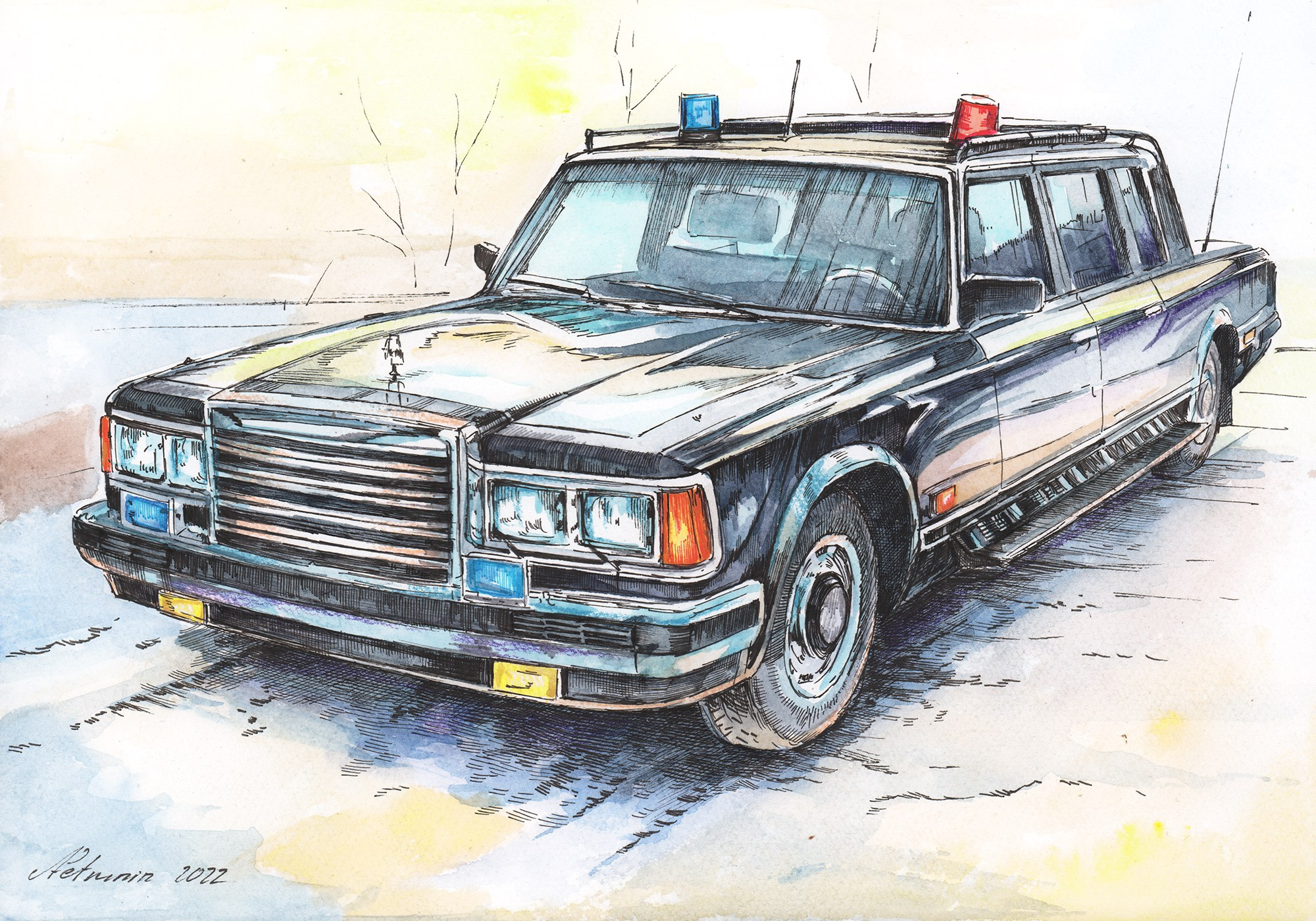 Легковые и грузовые автомашины СССР. Художник Александр Петрунин