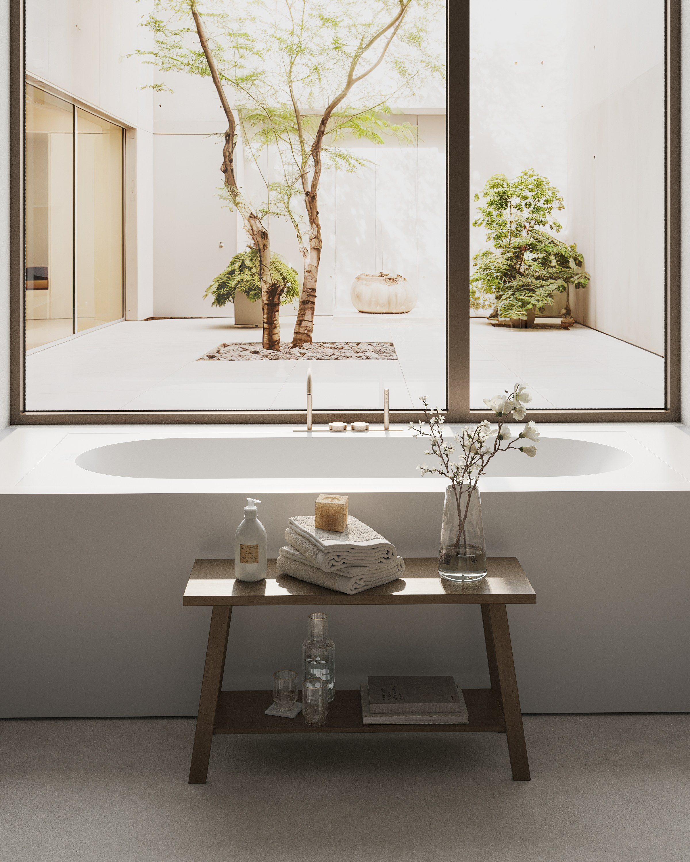 Санузел с видом на внутренний двор. 3D визуализатор