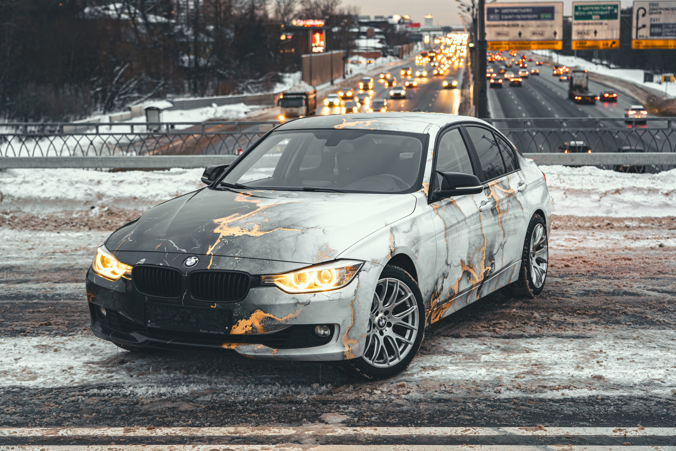Винилография на BMW 3 F30. Студия дизайна и оклейки авто Barmaley Design