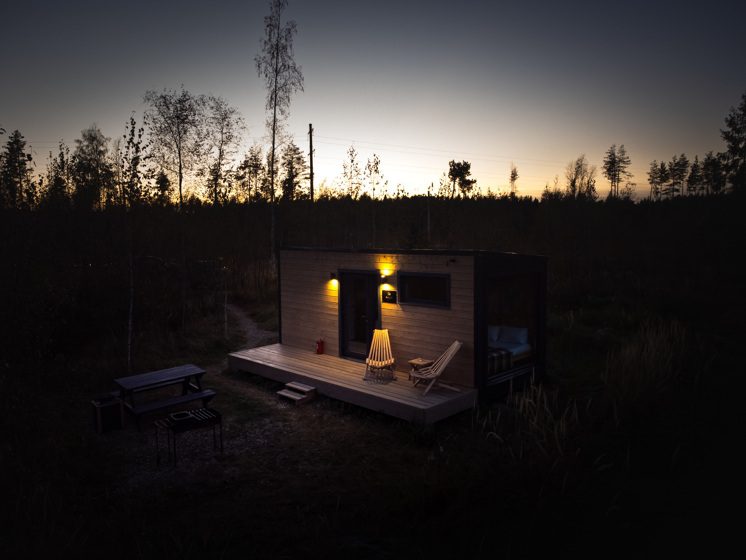 домик, трава, лето, лес, природа, база отдыха, загородный клуб, "ПОБЕГ ИЗ ГОРОДА", ночь