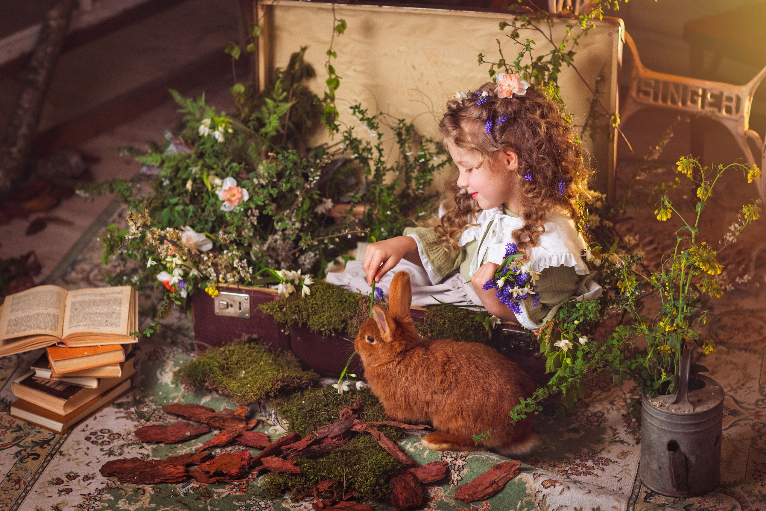 Детская фотосессия с утятами и кроликом. Семейный и детский фотограф в Краснодаре Анна Трашкова