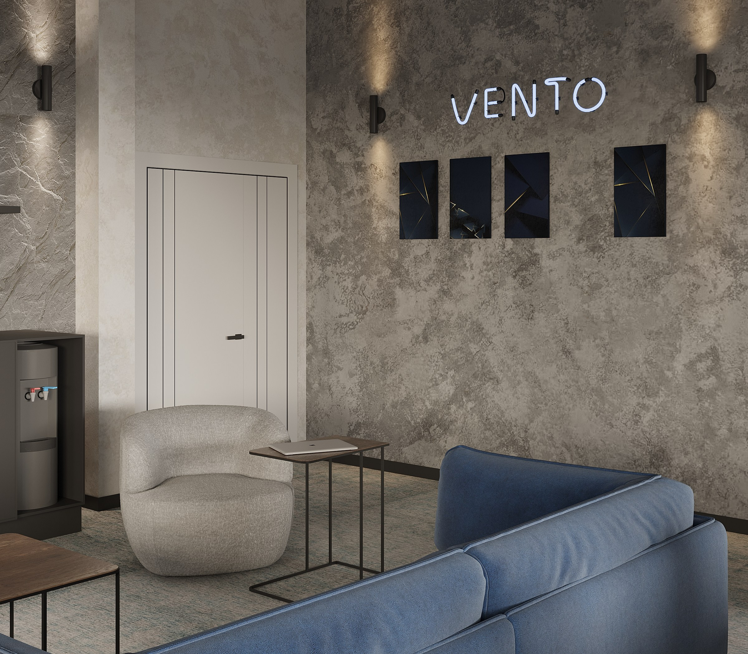 Современный интерьер офиса с мягкой зоной