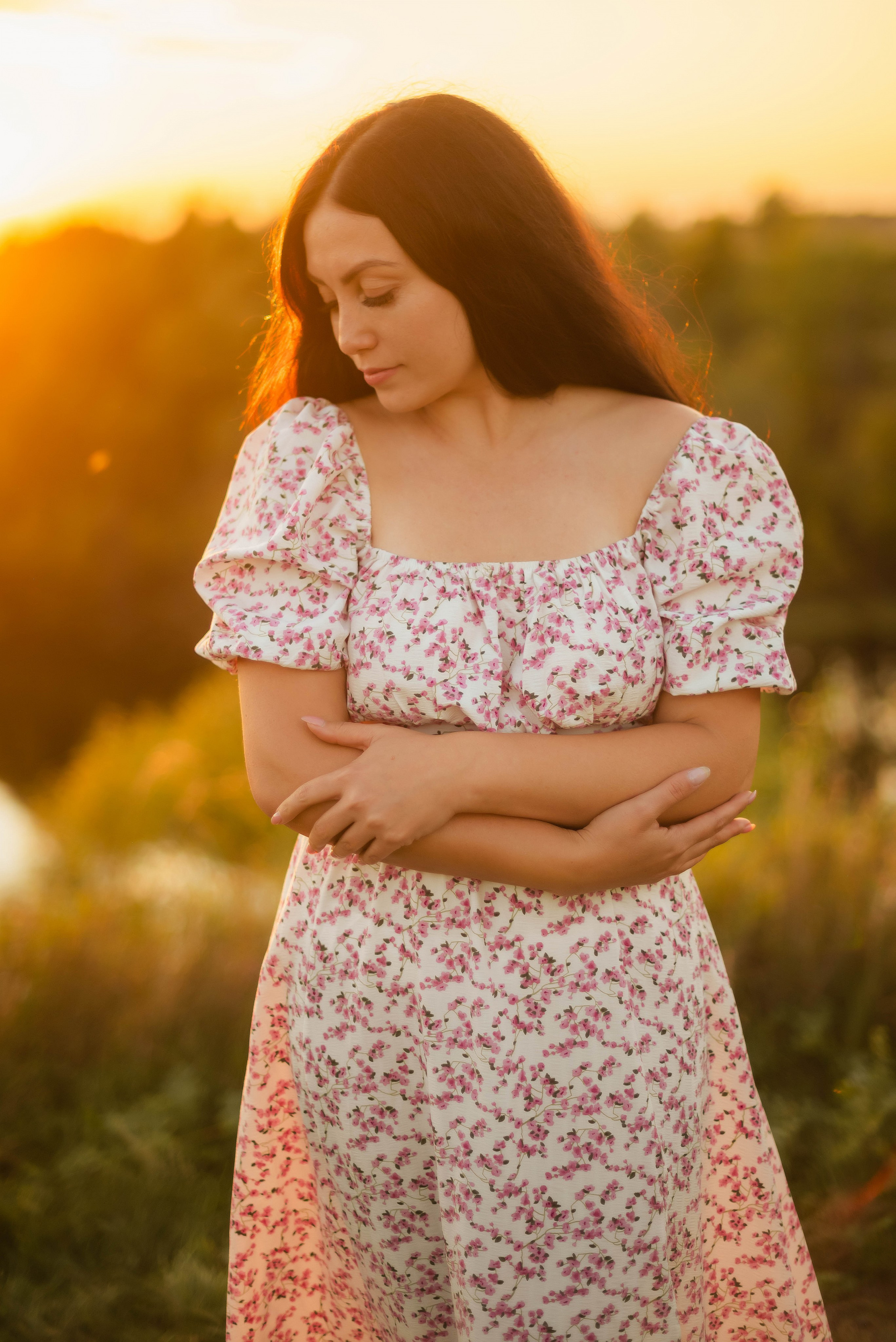 Закат в августе в шубке лисы. Свадебный и семейный фотограф в Новосибирске, Санкт-Петербурге, Москве