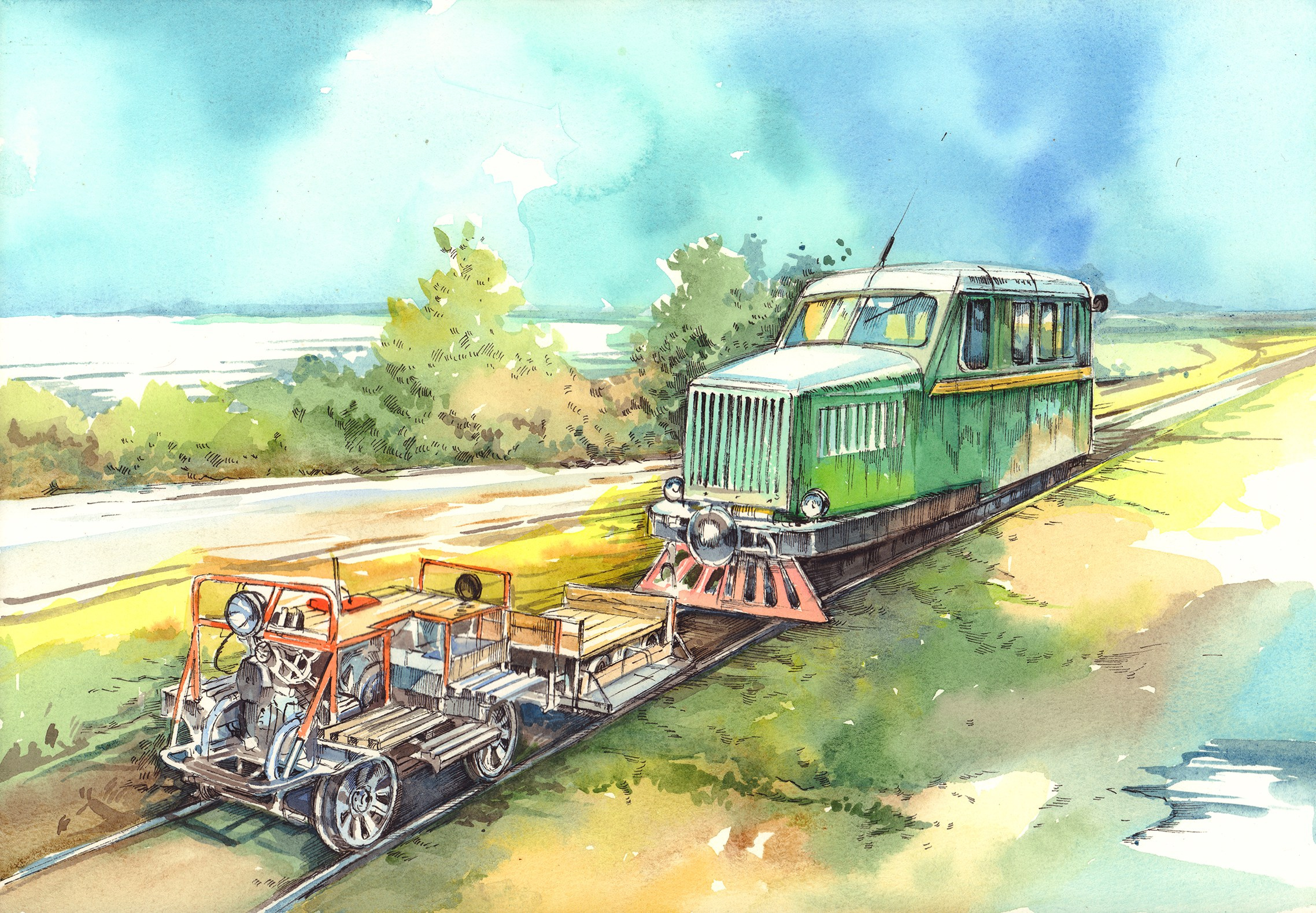 Узкоколейные железные дороги. Художник Александр Петрунин