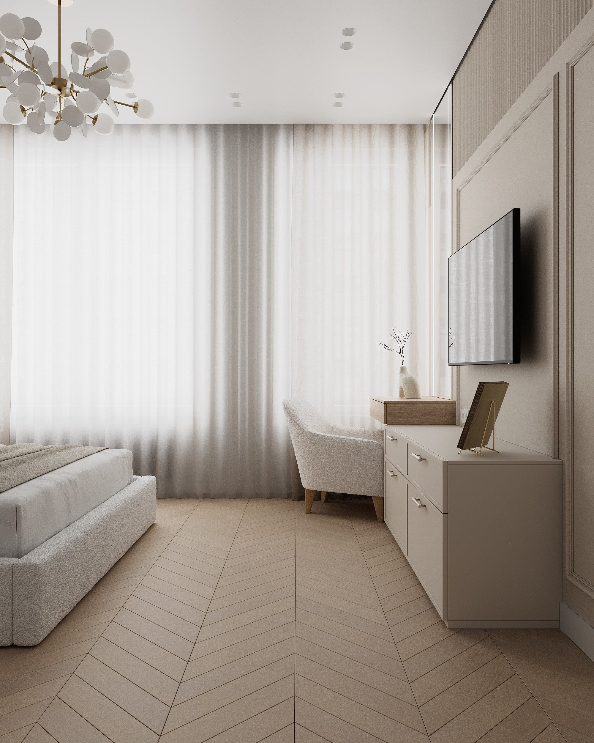 Квартира в бежевых тонах. Студия 3D визуализации