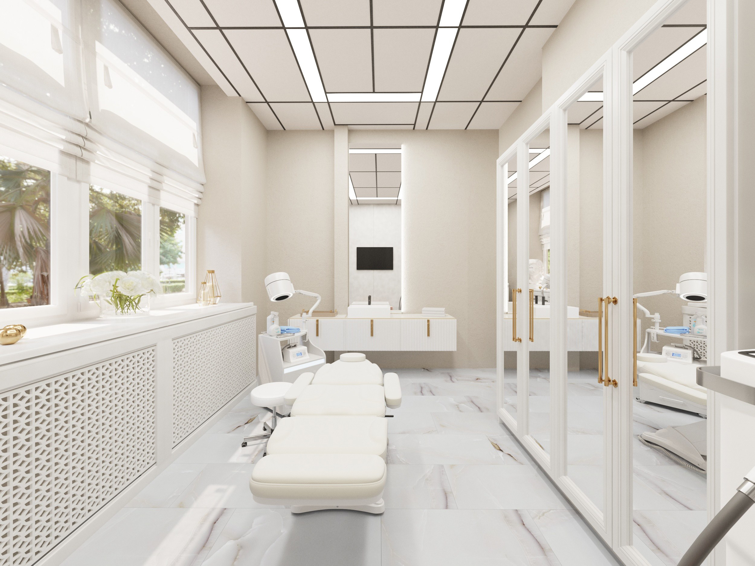 Проект Косметологического центра в старинном здании Екатеринбурга. Интерьерный дизайнер и художник. Локация в г. Екатеринбурге беру проекты в разных странах