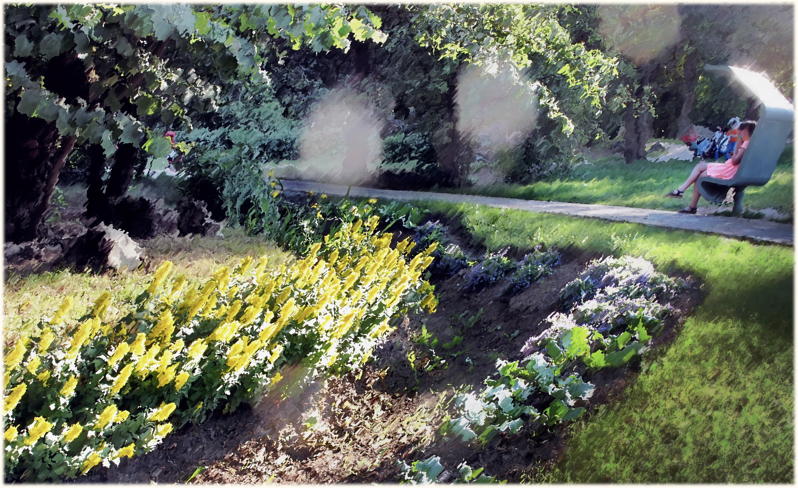 лето.парк.девушка в розовом