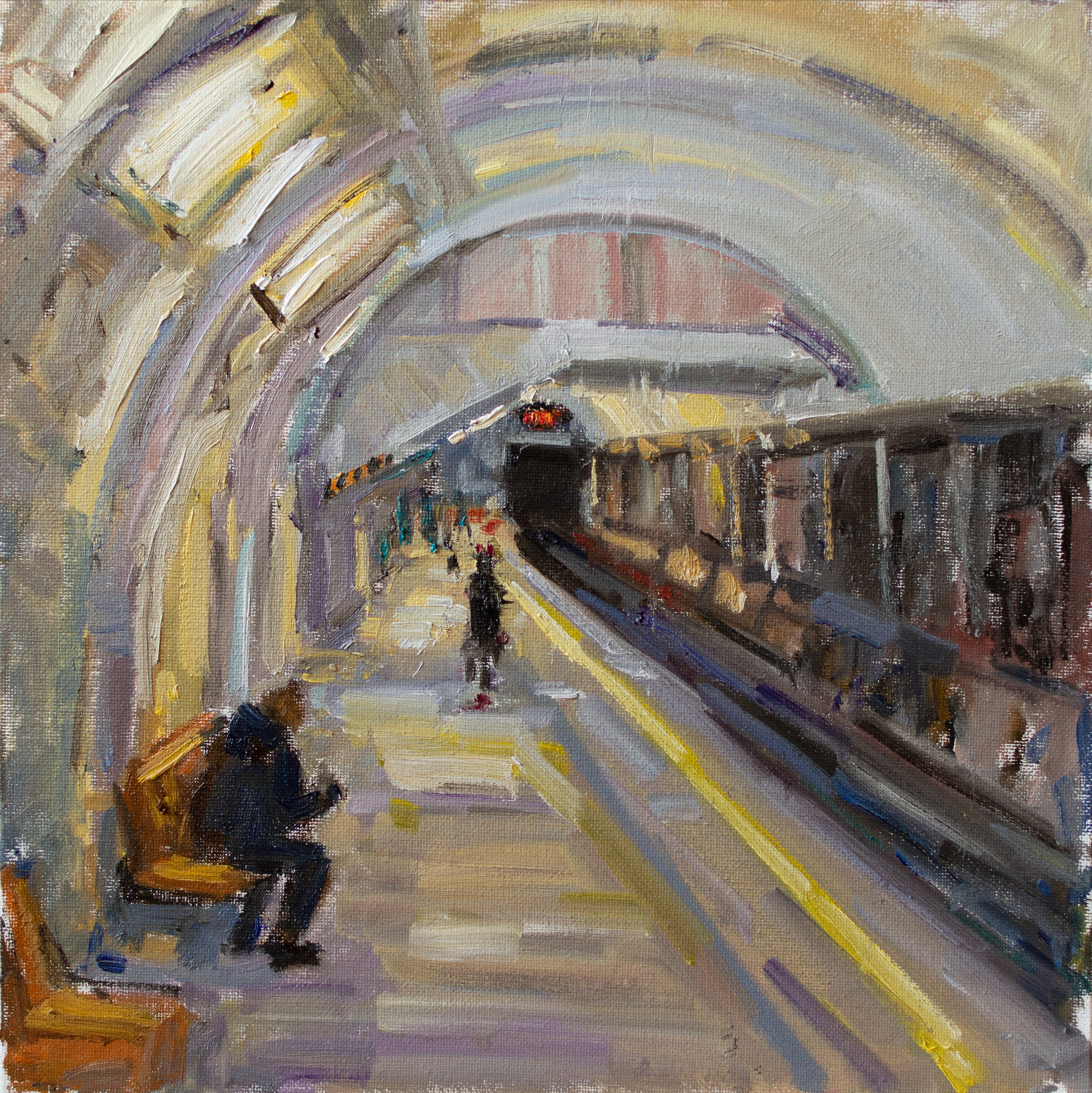 "Этюд. Ремонт на Третьяковской" холст на картоне, масло 30х30см, 2025