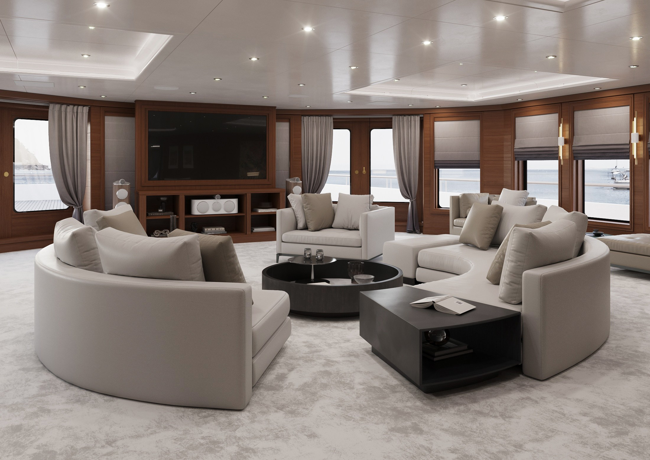 3 варианта гостиной на яхте. Дизайн Марина Павлюченкова. 3D визуализатор интерьеров Ксения Жарко