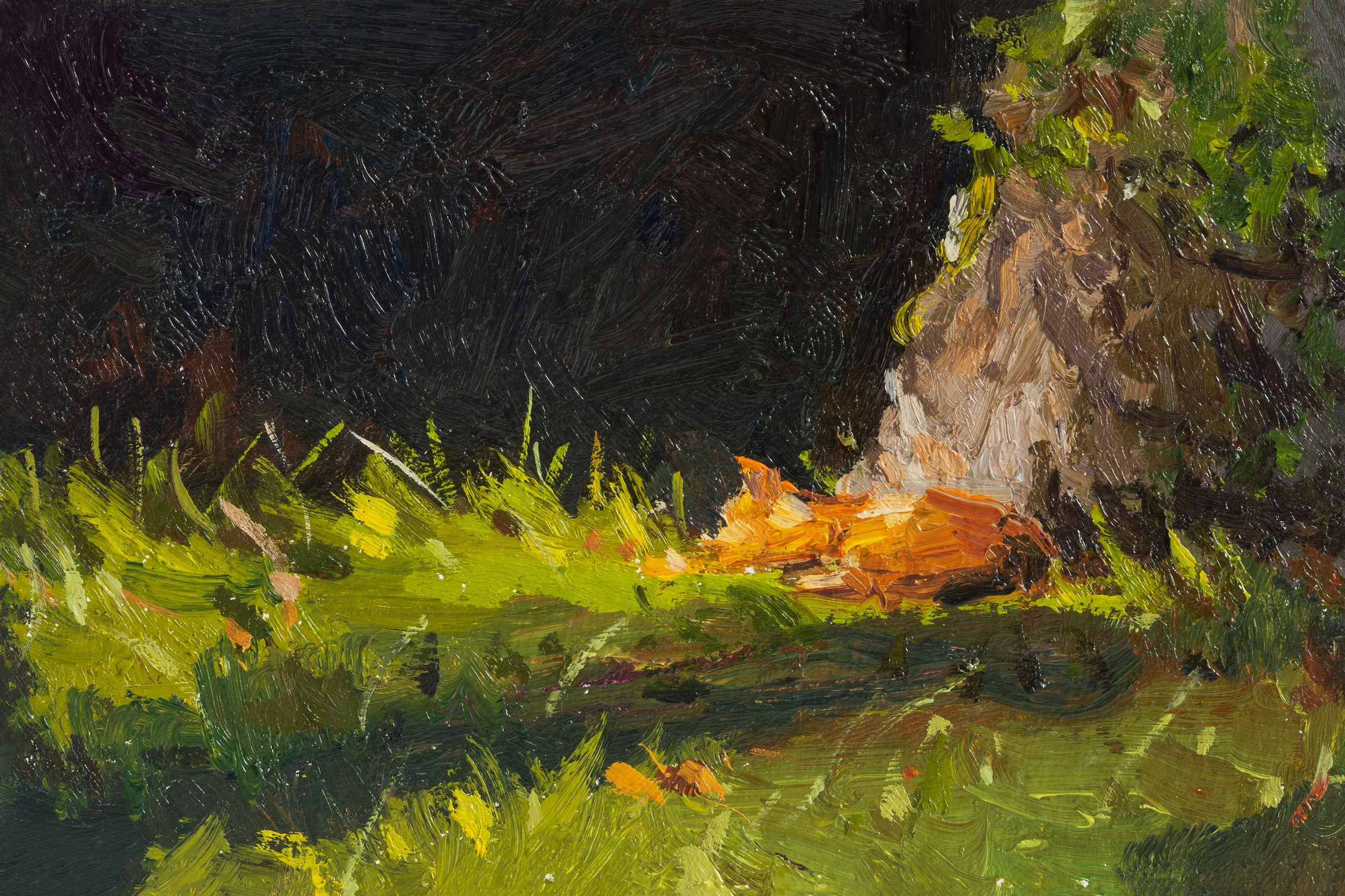 "Рыжие сны" картон, масло 15х10см, 2025